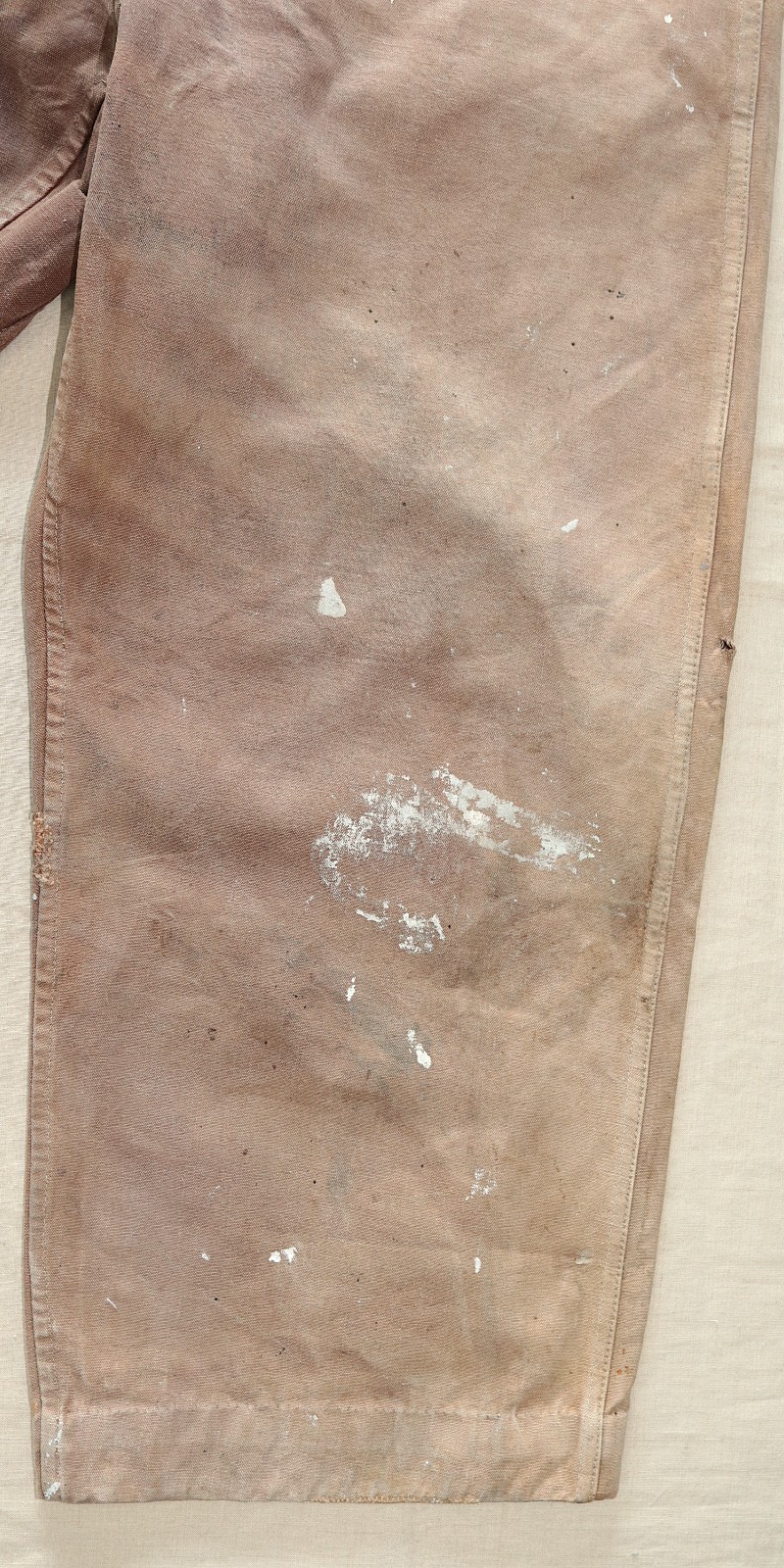 French 1940/50s Faded & Stained Brown Duck Cotton Canvas Pants LE ROBUSTE W39