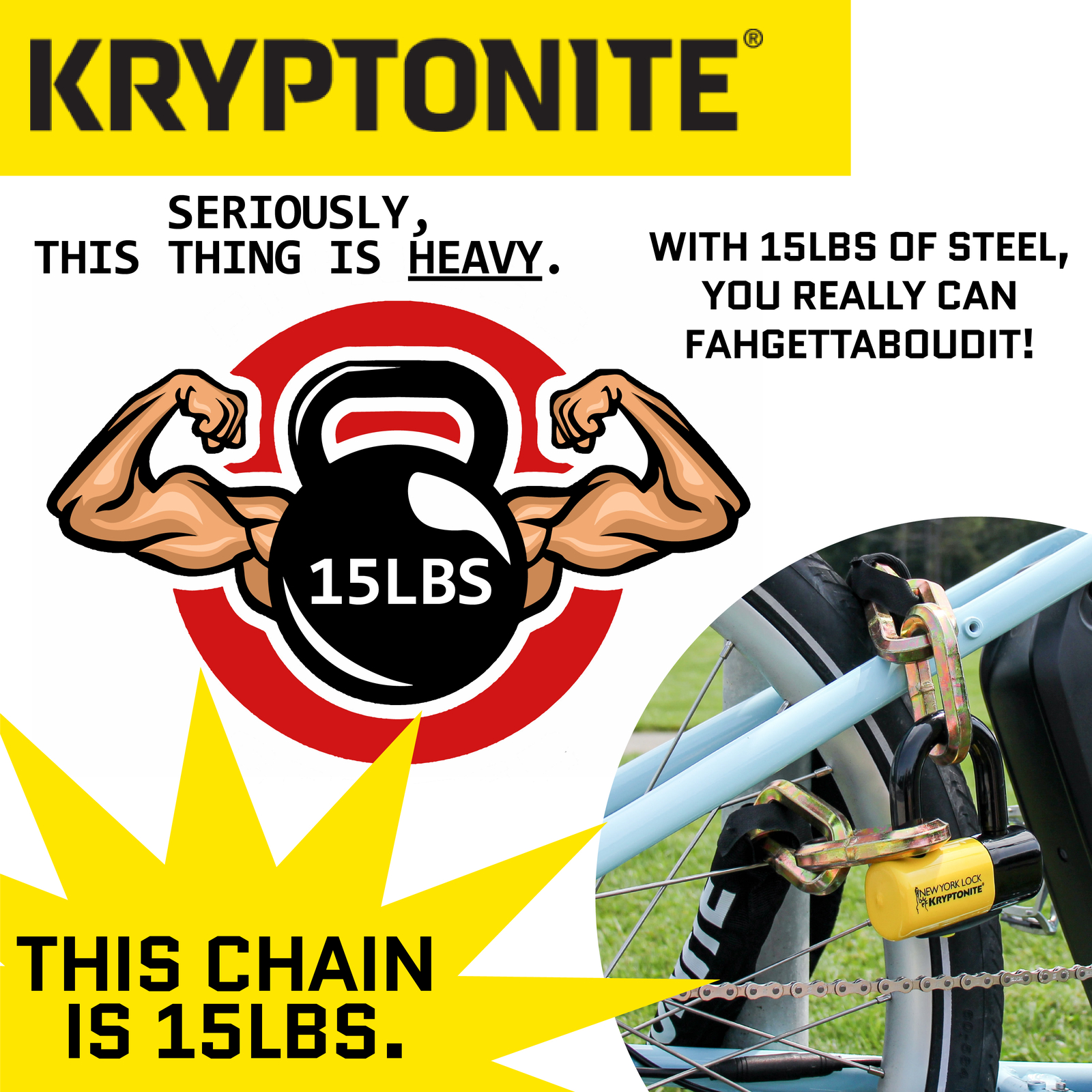 Kryptonite New York Fahgettaboudit Chain with Disc Lock 1415 5' 150cm x 14mm