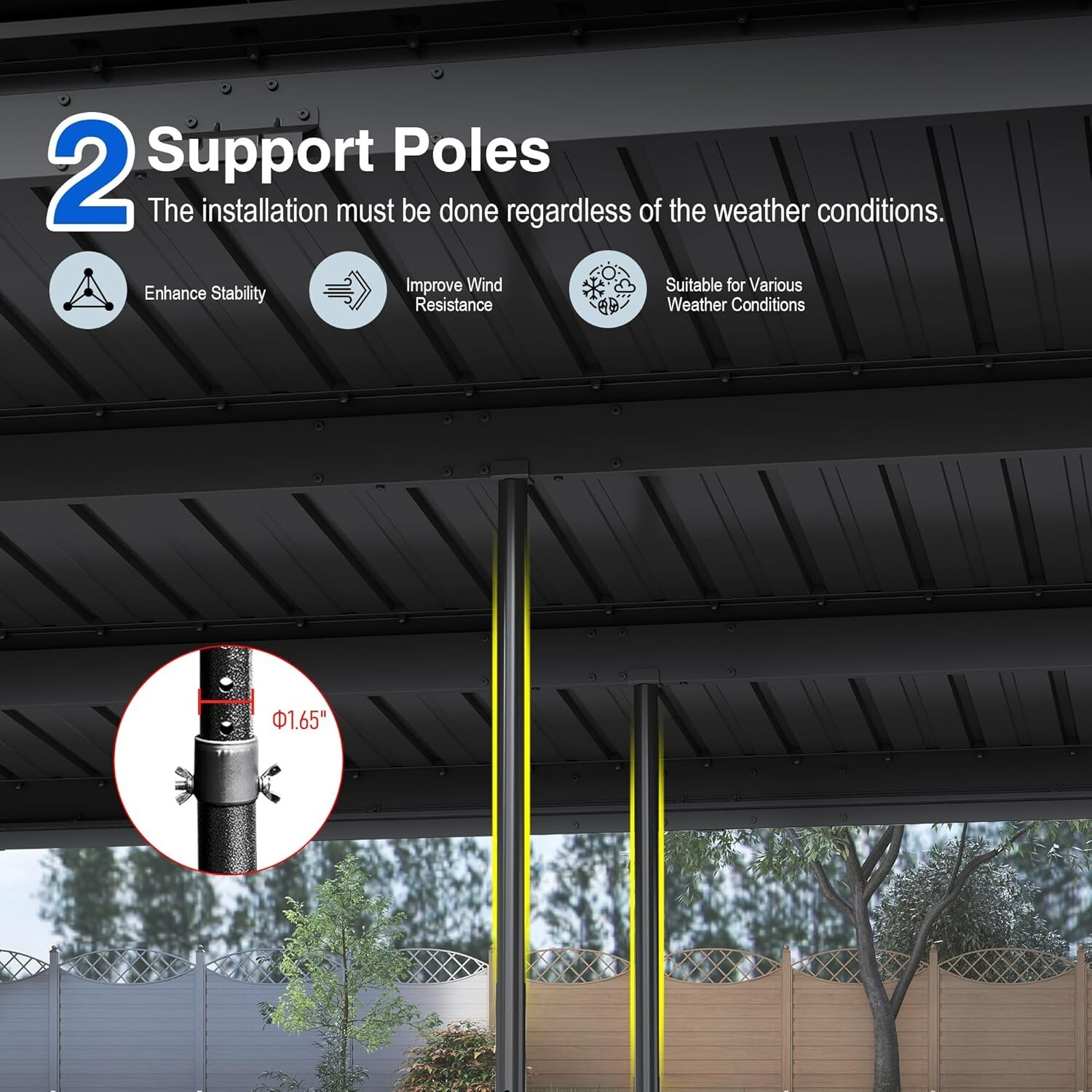 Domi 12x20FT Lean to Gazebo, Wall Mounted Gazebo w/Sloping Roof,Drainage System