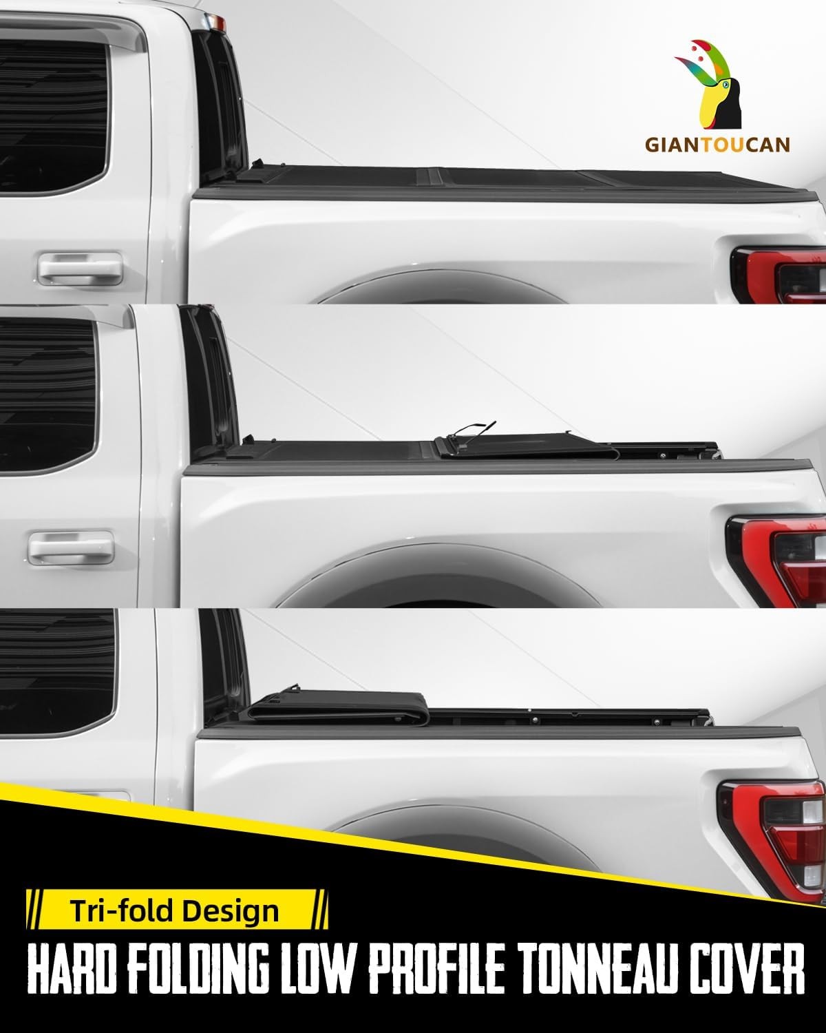 5.5ft (67.1") Bed Hard Tri Fold Low-profile Tonneau Cover For 2015-25 Ford F-150