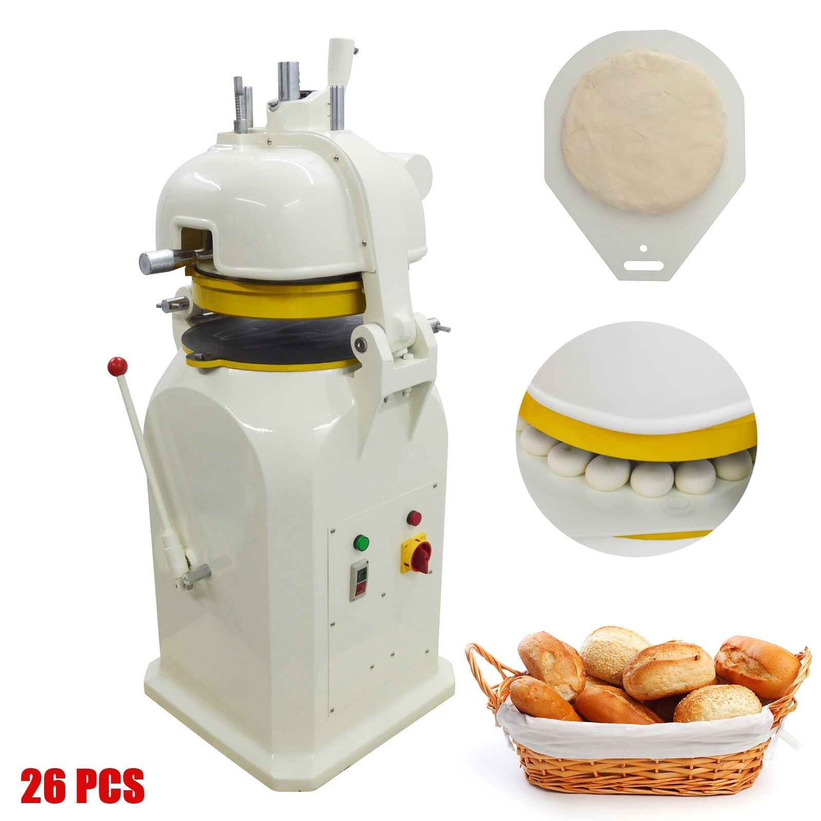 26 PCS Dough Divider and Rounder Commercial Dough Cutter Bakery Bread Maker 110V