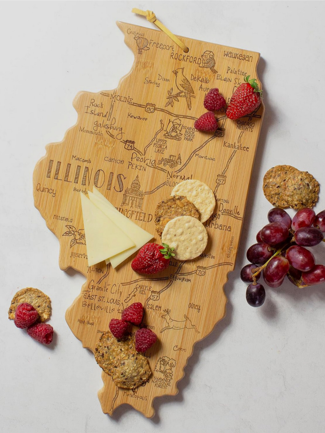 Totally Bamboo Illinois Destination Board, Cheese Tool, Salt Box & Cooking Spoon