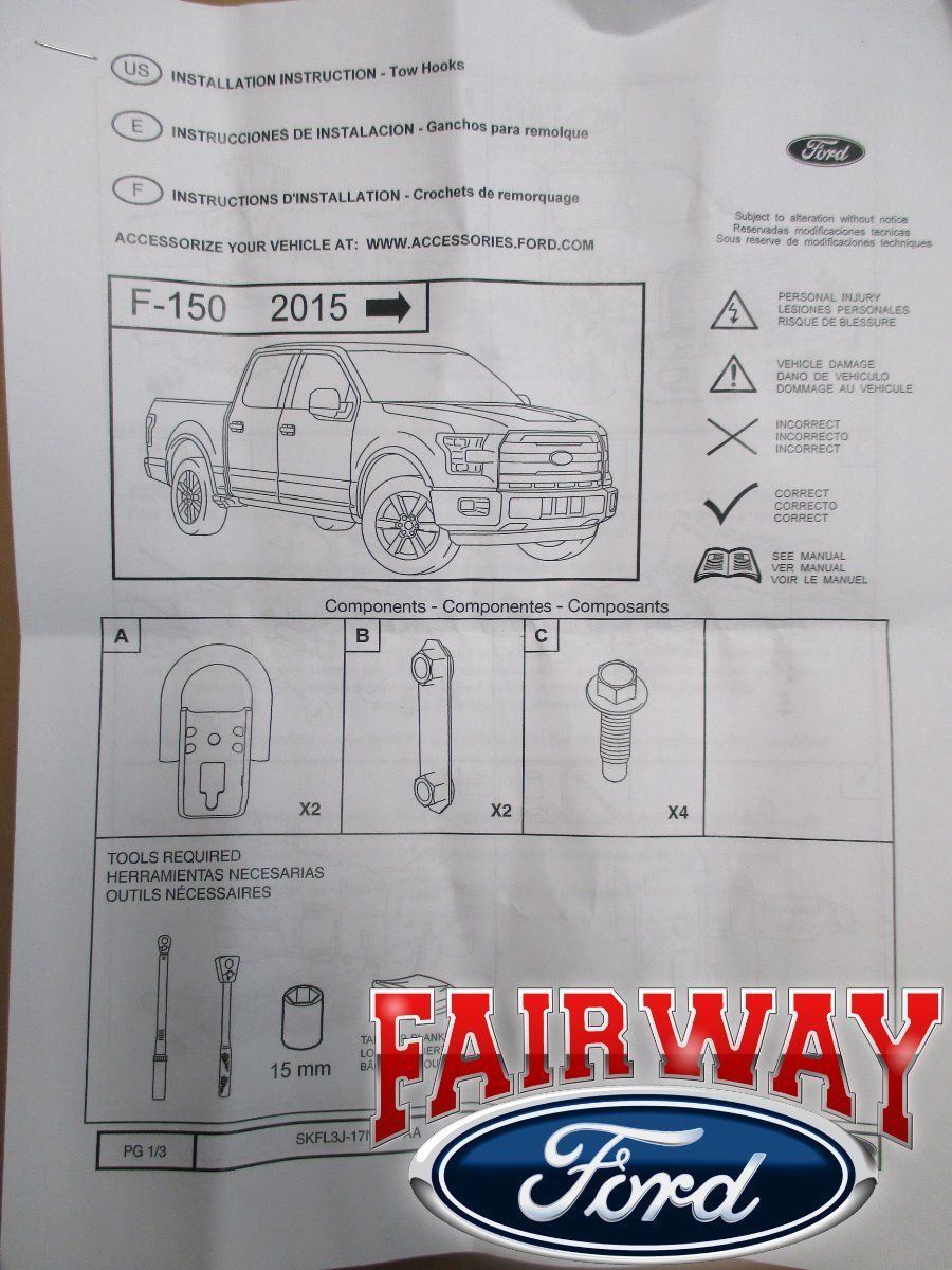 09 thru 24 F-150 OEM Genuine Ford Parts Chrome Tow Hooks PAIR w/ Hardware