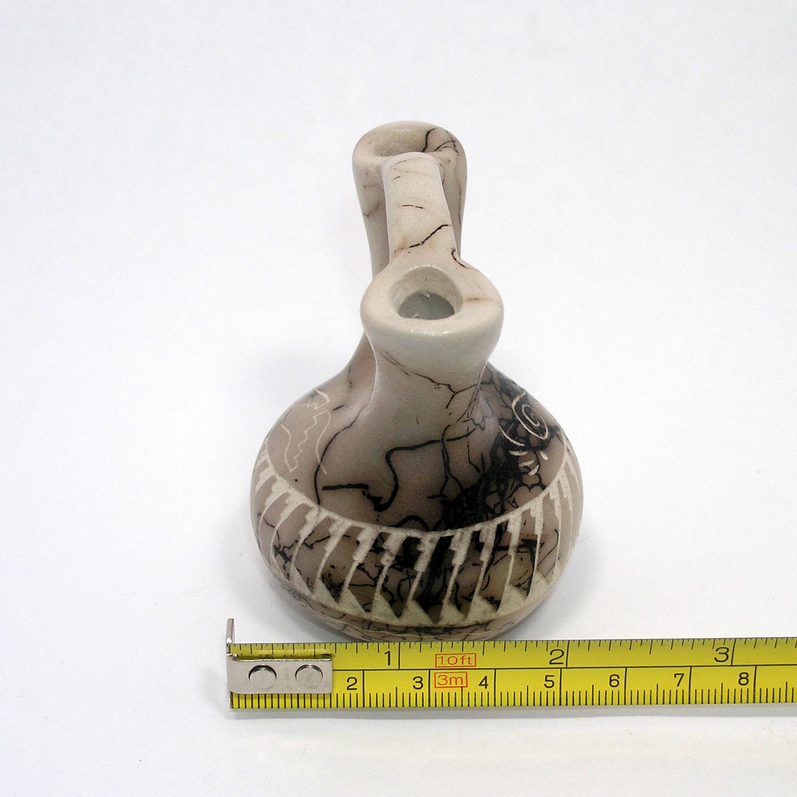 Horse Hair Pottery Wedding Vase Native American Navajo - Signed by Artisan