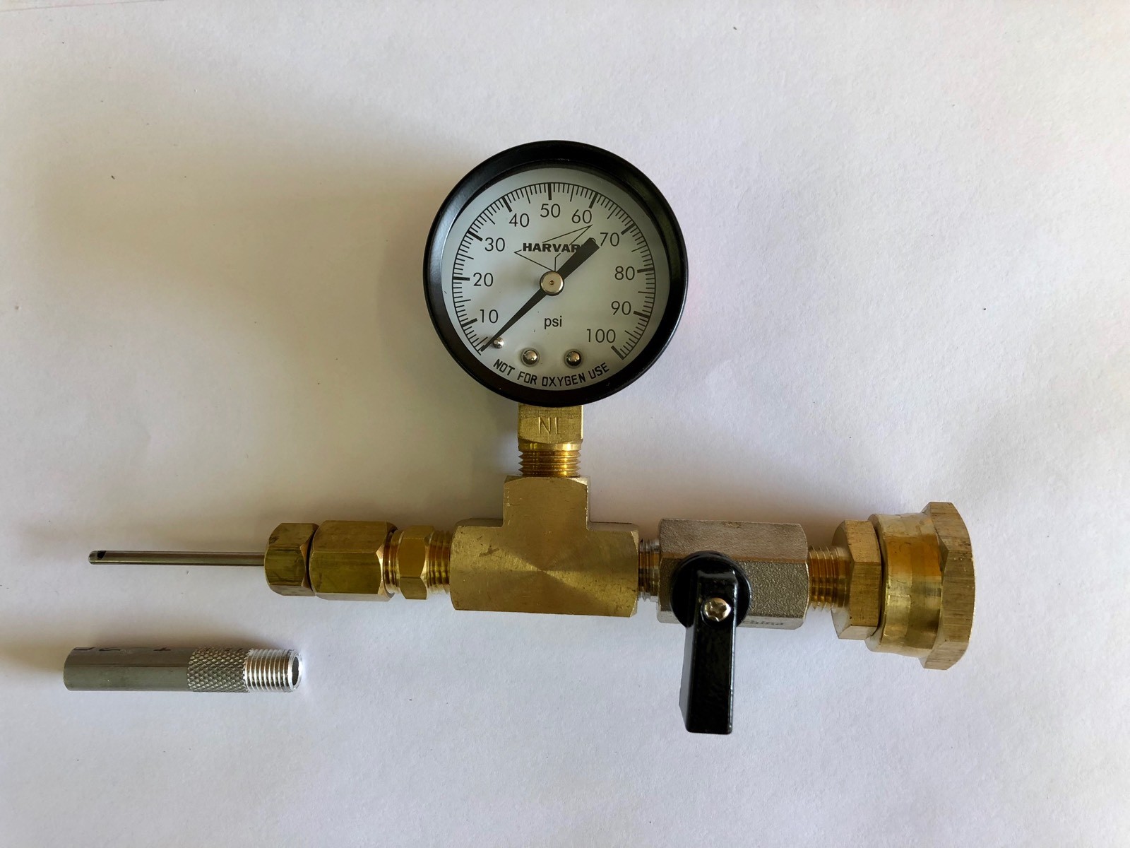 Geothermal Loop Fill Tool For Garden Hose Geo Needle W/ 100psi Gauge + Protector