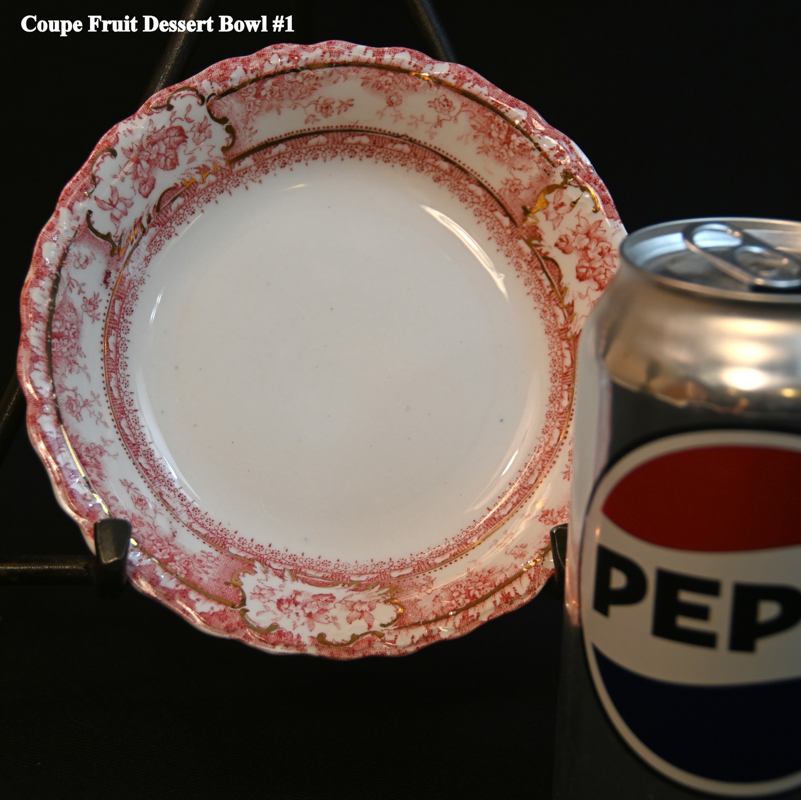 Wedgwood 6 Fruit Dessert Bowls Coupe Phoebe Pink wGold Accents England 1900-1906