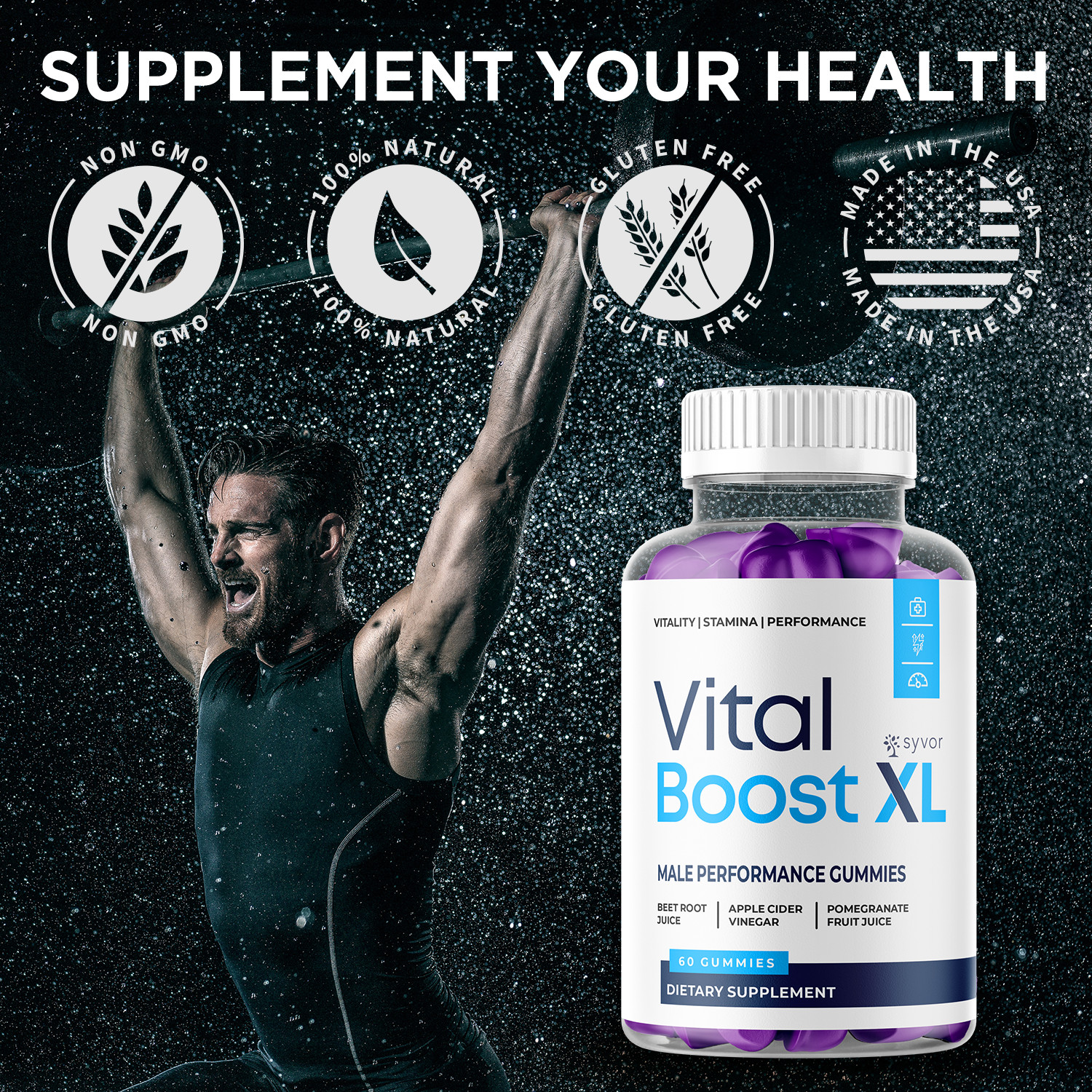 (1 Pack) Vital Boost XL Male Gummys Advanced Formula VitalBoost XL 60 Gummies