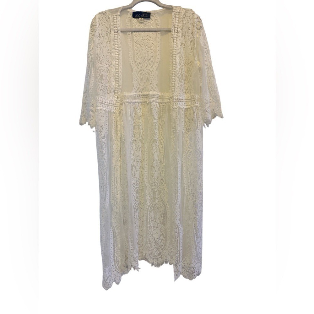 Romantic Shabby Boho lace duster kimono cardigan topper Lagenlook Small