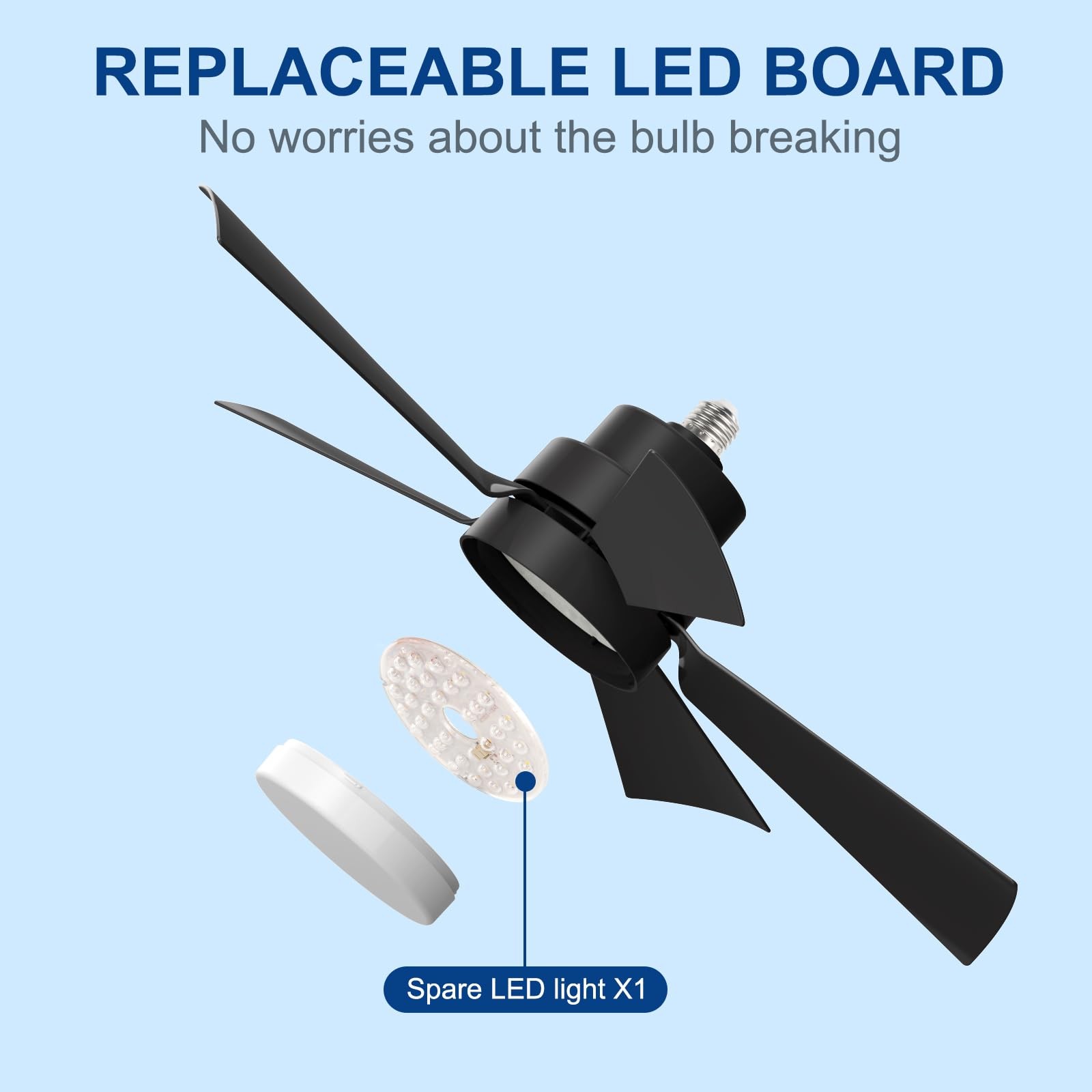 Socket Ceiling Fans with Lights and Remote- Socket Fan light with Dimmable Led