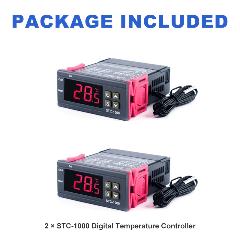 2x Digital Temperature Controller STC-1000 Thermostat w/ NTC Sensor AC 110V 220V