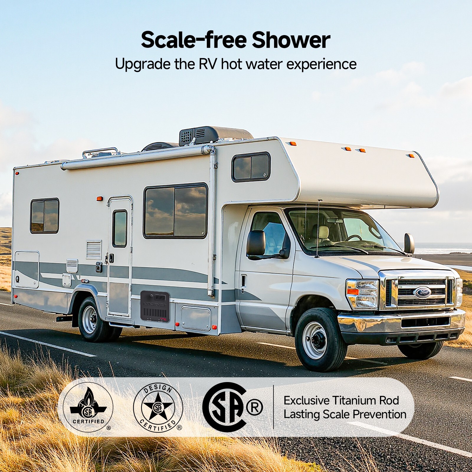 6 Gallon RV Water Heater Gas & Electric 12,000 BTU 1440W With Powered Anode Rod