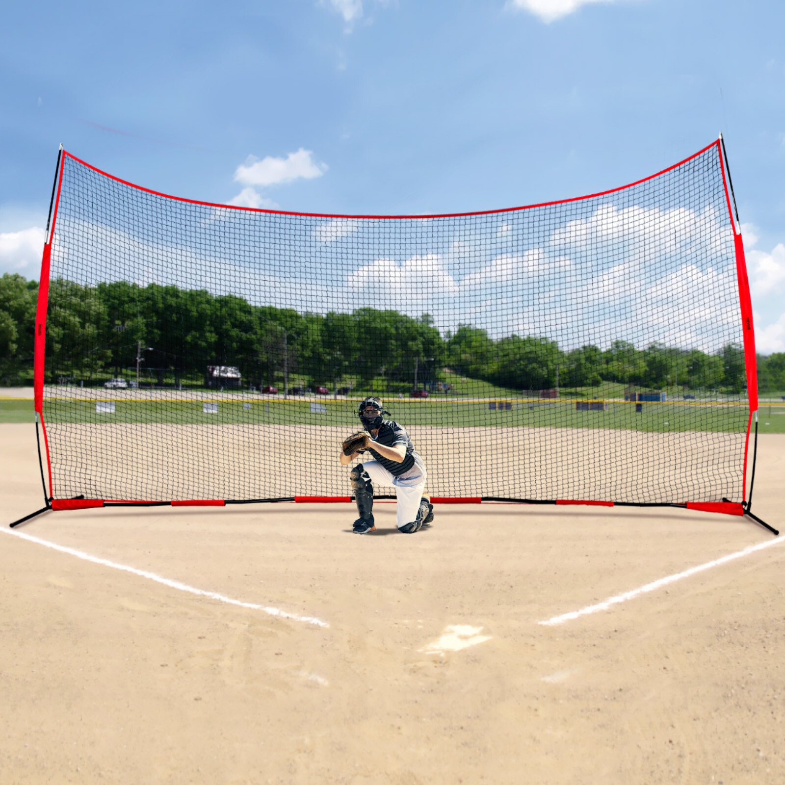 VEVOR Barricade Backstop Net Ball Sports Barrier Softball Practice Net 20x10ft