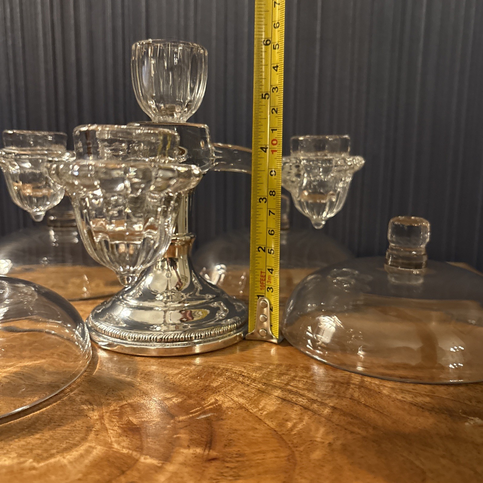 Vtg Cambridge Epergne Sheffield Sterling Weighted Base Centerpiece Candle Holder
