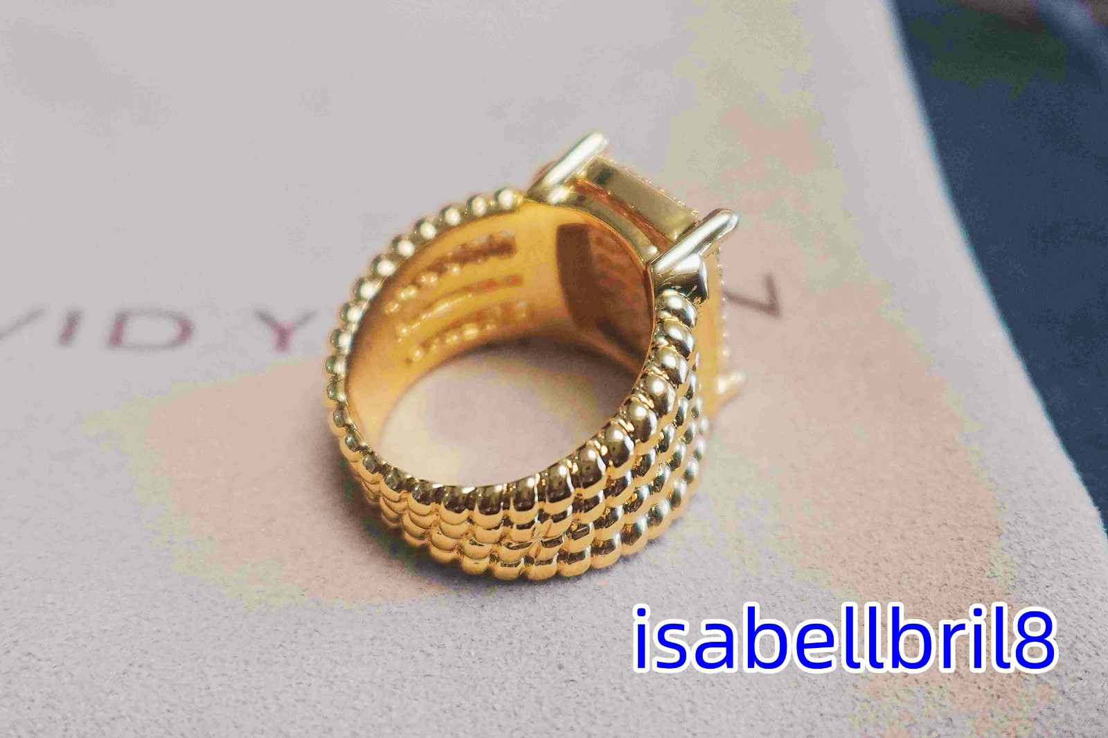 GiftDavldYurmanSterling/18KGOLD/Wheaton/Pave Diamonds Ring 16x12mmSize 7