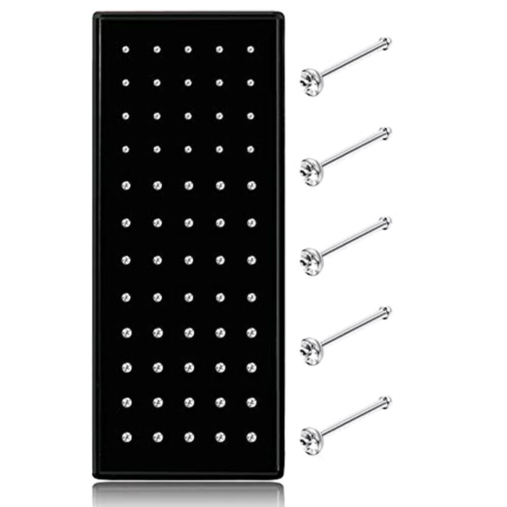 60X Stainless Steel Nose Stud Rings Body Piercing Pin 1.8mm Jewelry