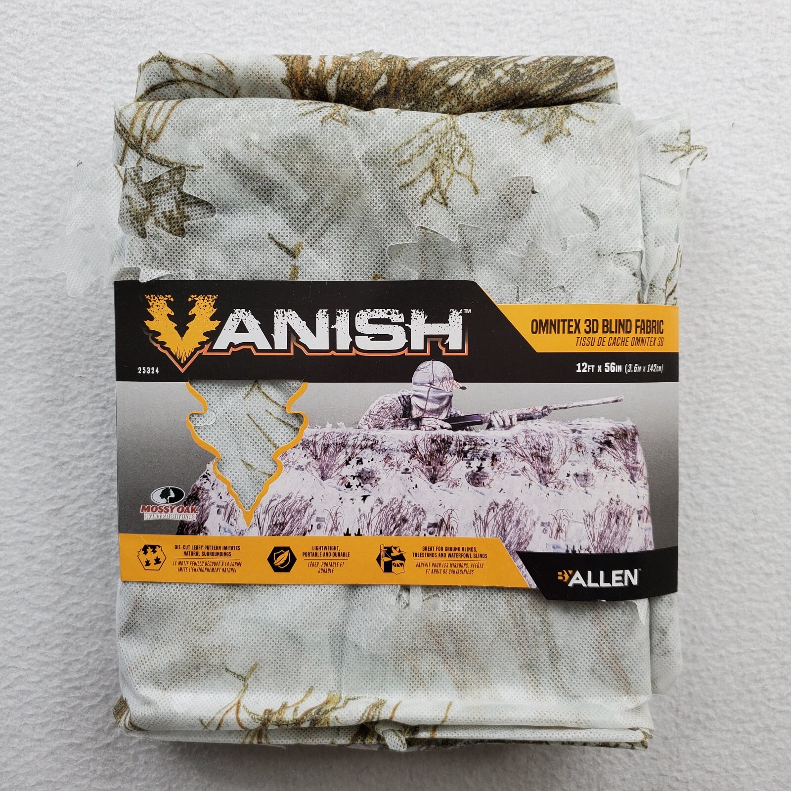 Vanish Omnitex 3D Blind Fabric Brush Winter 56x12' Snow Camo Hunting Mossy Oak