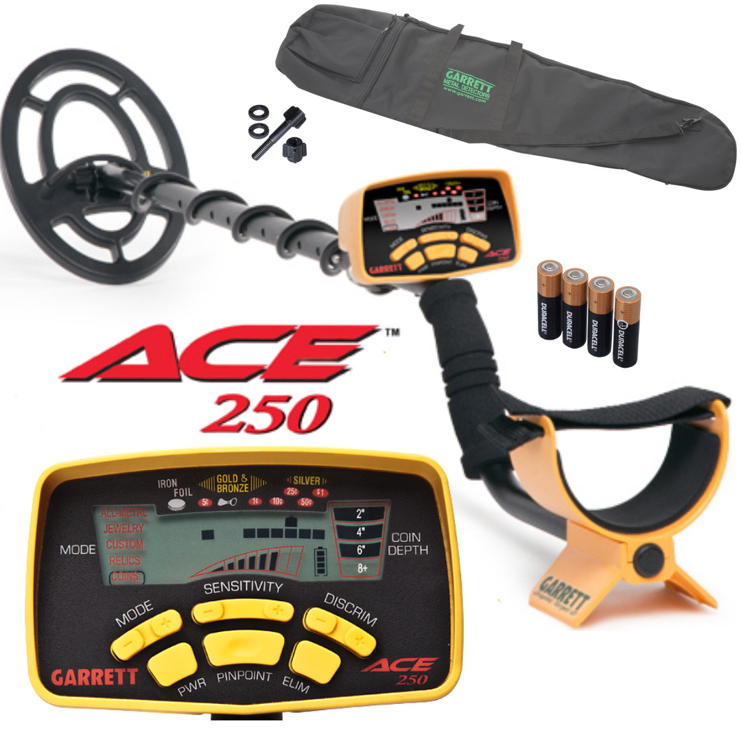Garrett Ace 250 Metal Detector + Waterproof Coil + Metal Detector Bag