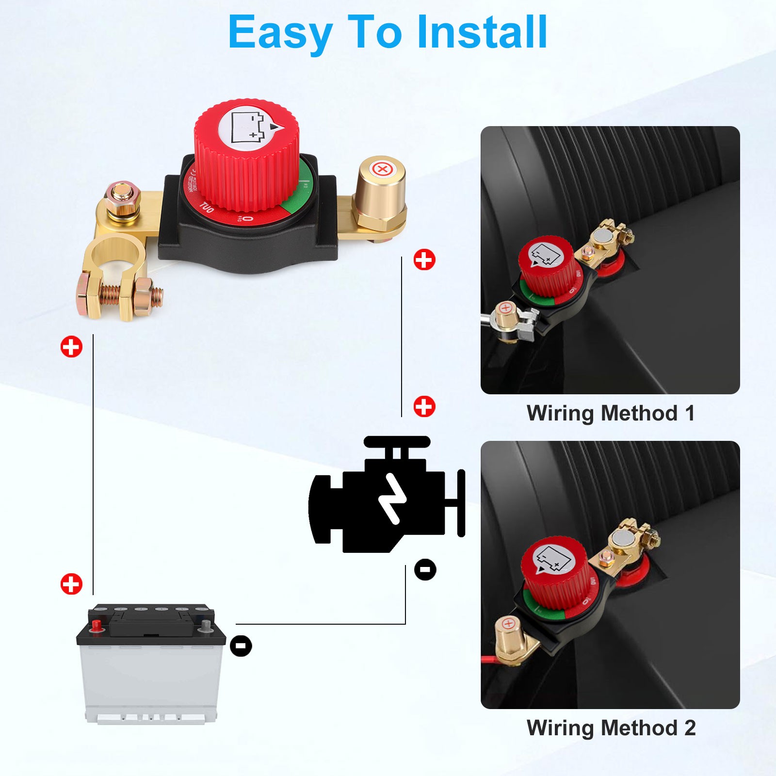 Battery Disconnect & Top Post Kill Switch 12V-48V Heavy Duty Shut Off For Car RV