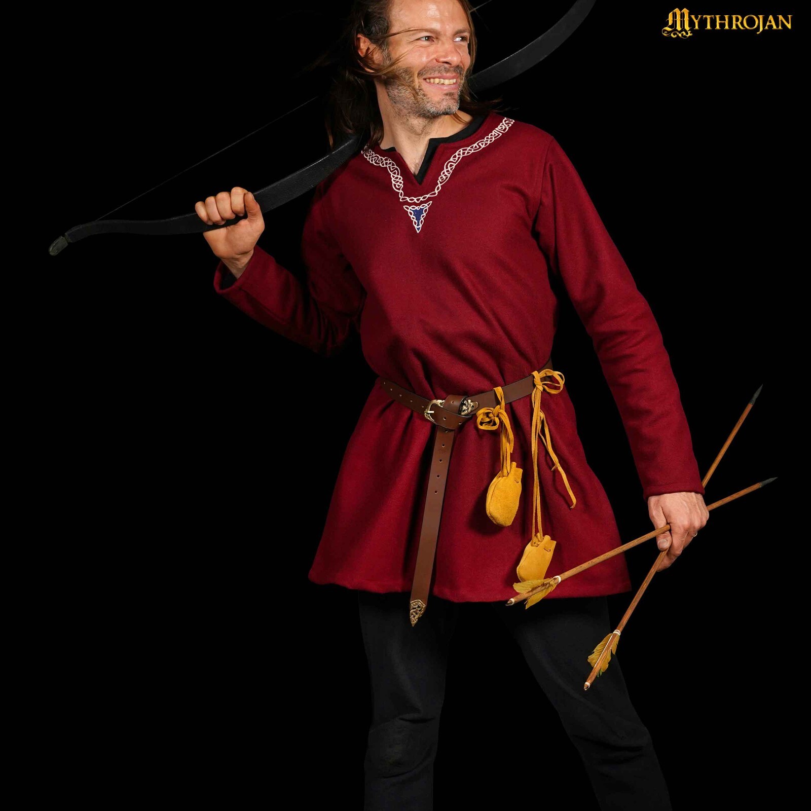 Medieval Belt Pouch Drawstring Viking Suede Leather Handmade Bag Set of 2 Yellow