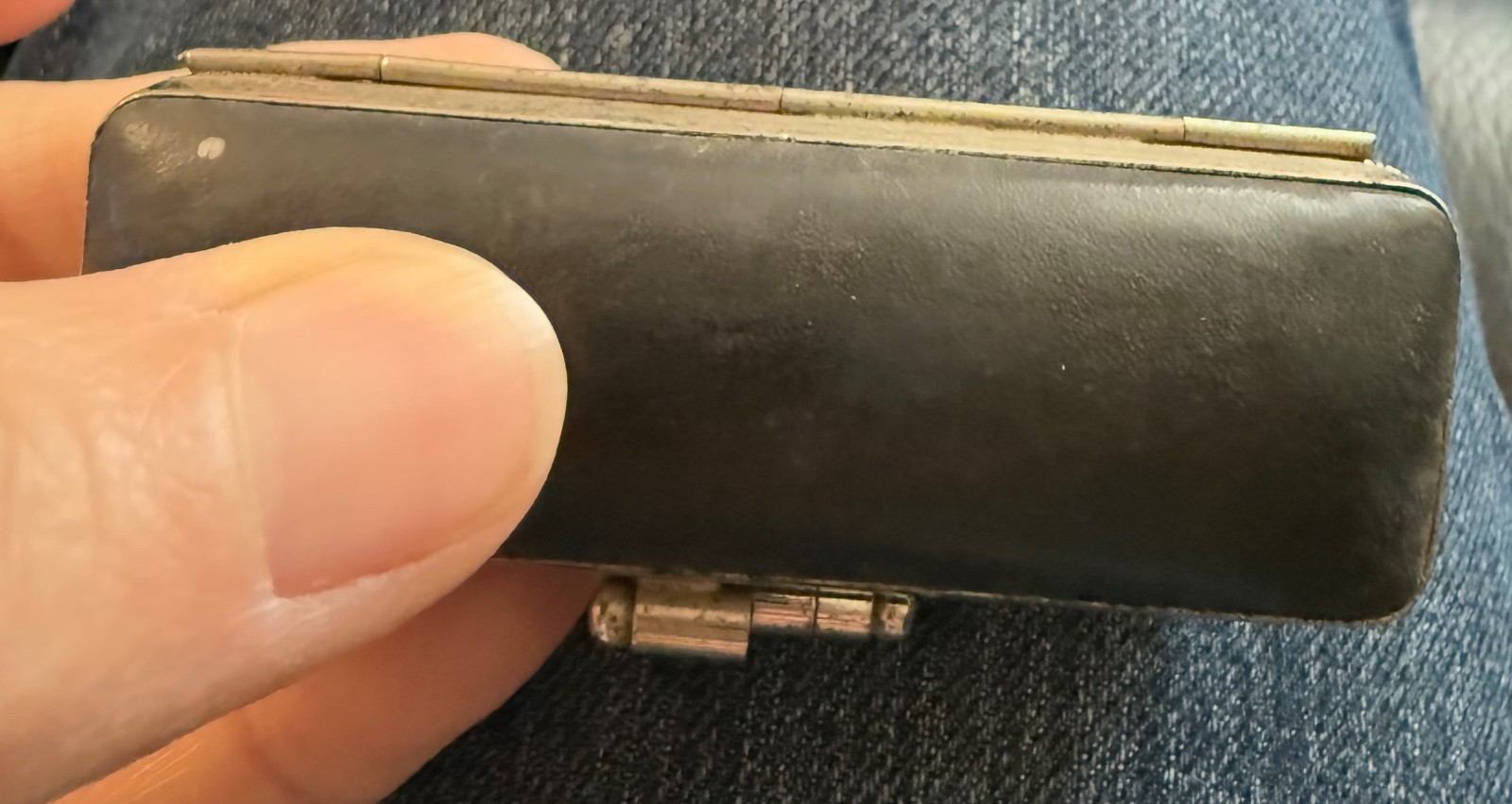 Vintage Japanese Hanko stamper with powdered red ink in little case circa 1940