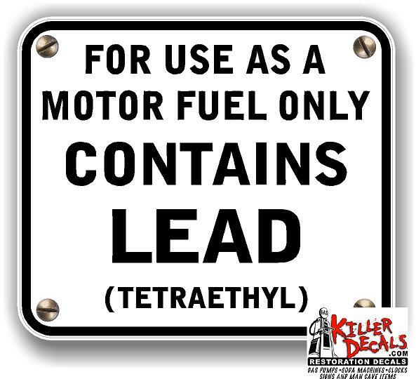 4"X 3.4" CONTAINS LEAD W/ SCREWS GAS PUMP DECAL GASOLINE PUMP LUBSTER