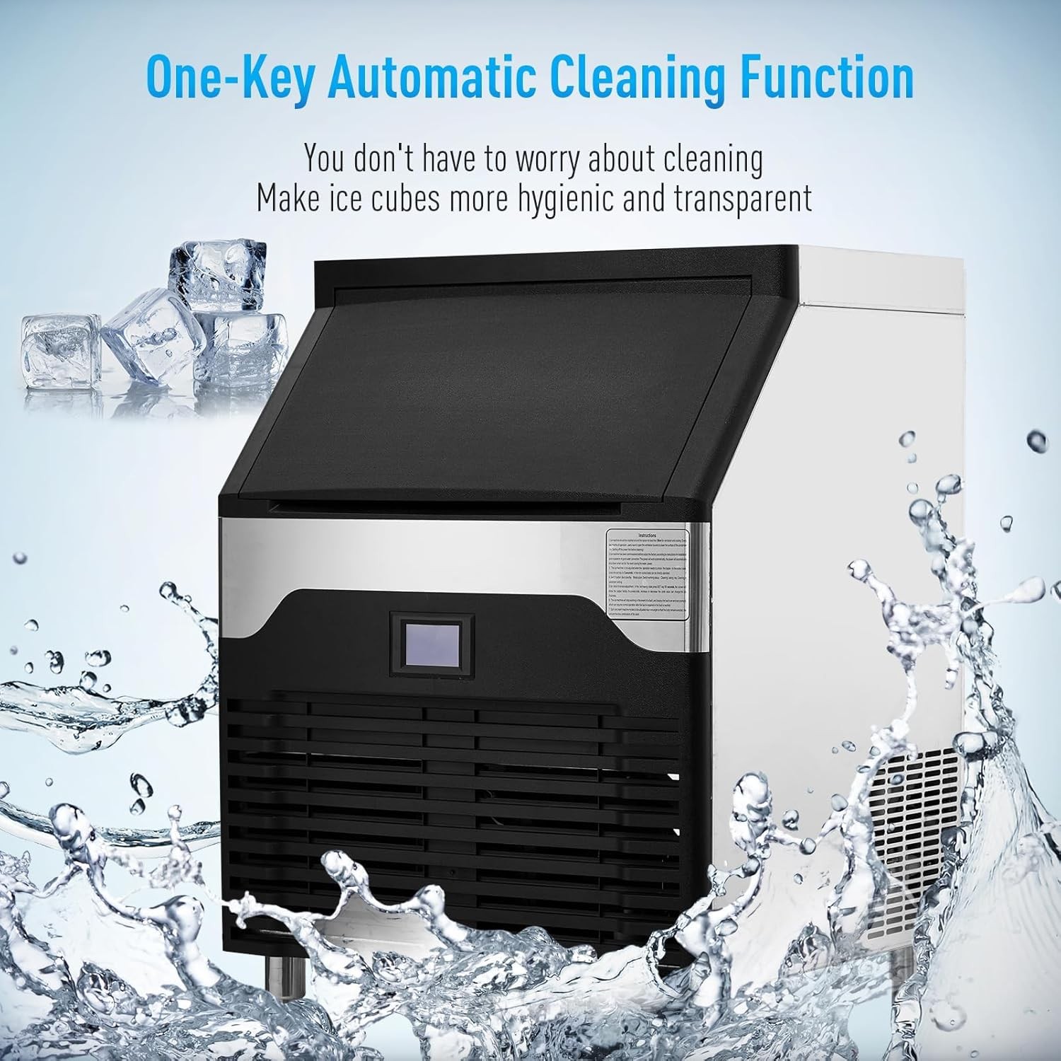 Commercial Ice Maker Freestanding Cabinet Machine 160lbs/24H 100Lbs Storage Bin