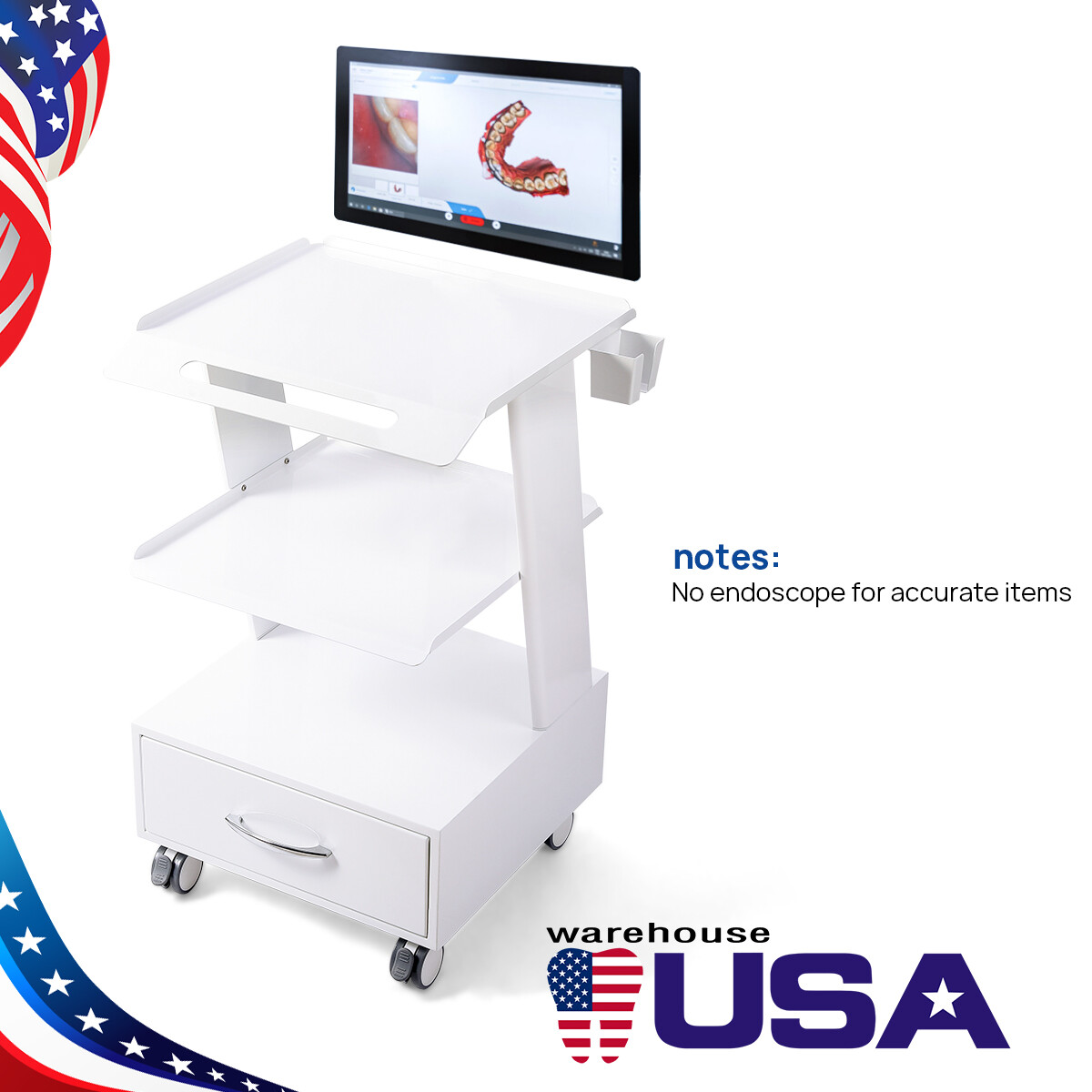 AZDENT Dental Mobile Cabinet Cart with Drawers /Tool Cart Trolley with Sockets