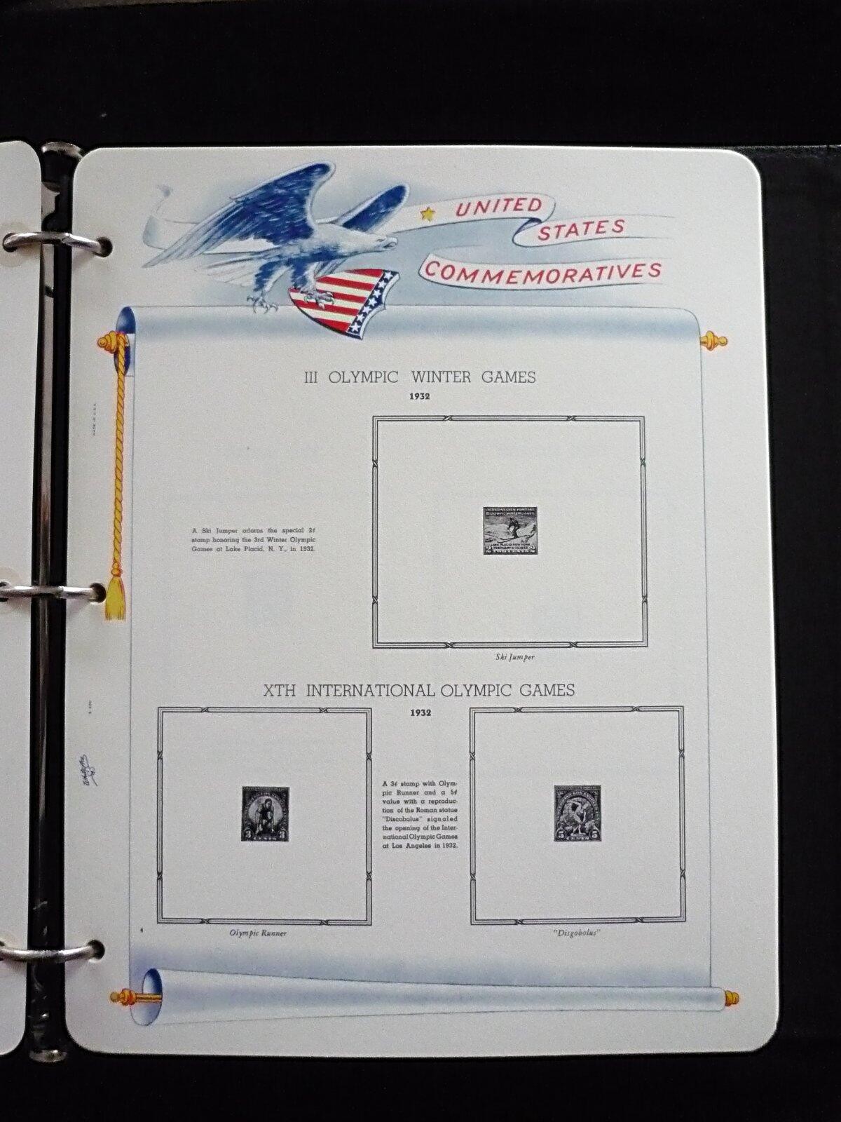 WHITE ACE COMMEMORATIVE STAMP ALBUM - 69 PLATE BLOCKS - 1932-1941 + DUST COVER