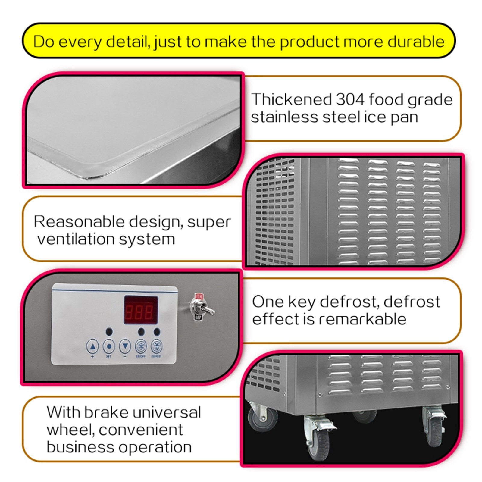 Commercial ETL 21''x21" square pan roll ice cream machine fried ice cream maker