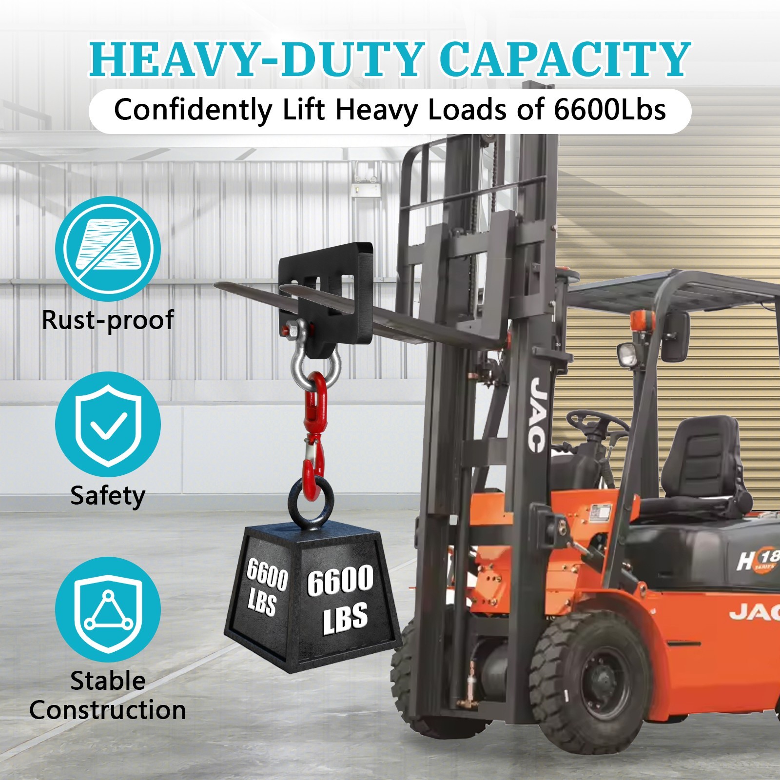 Forklift Lifting Hook,Load 6600lbs Forklift Lifting Hoist Attachment