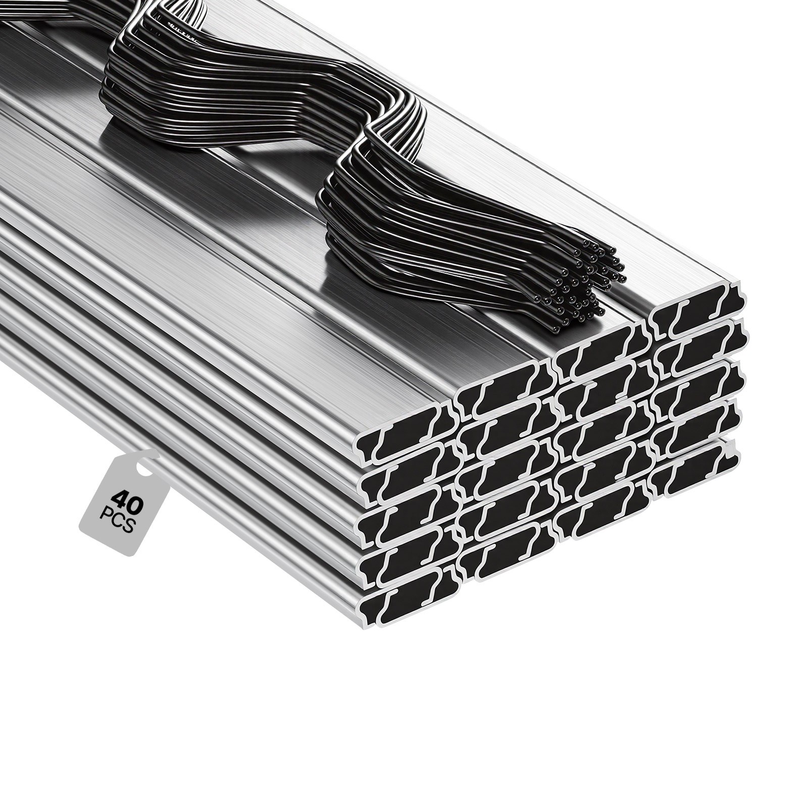 Uimoso Greenhouse Aluminum Lock Channel & Spring Wire Set, 40 Pcs, 6.56 ft