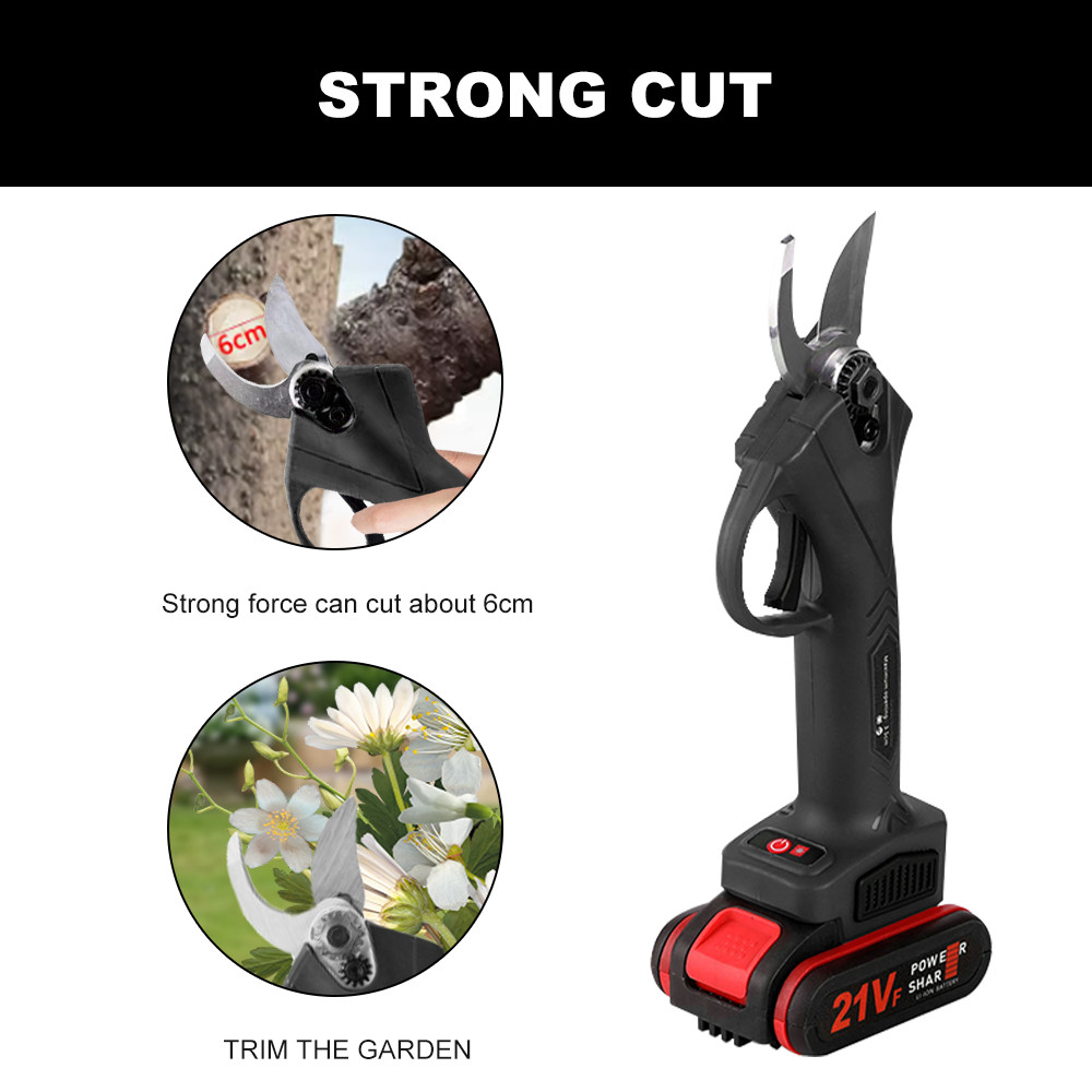 Electric Pruning Shears Cordless Pruner Brushless Branch Cutter with 2 Batteries