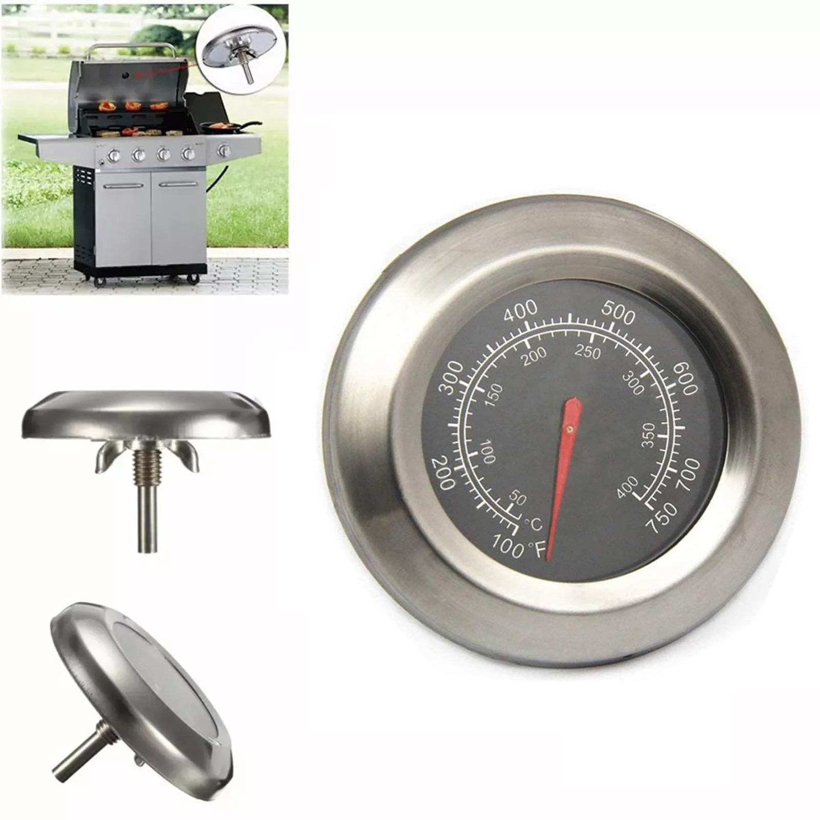 3 Inch Grill Thermometer Barbecue BBQ Charcoal Smoker Temperature Gauge Pit Tool