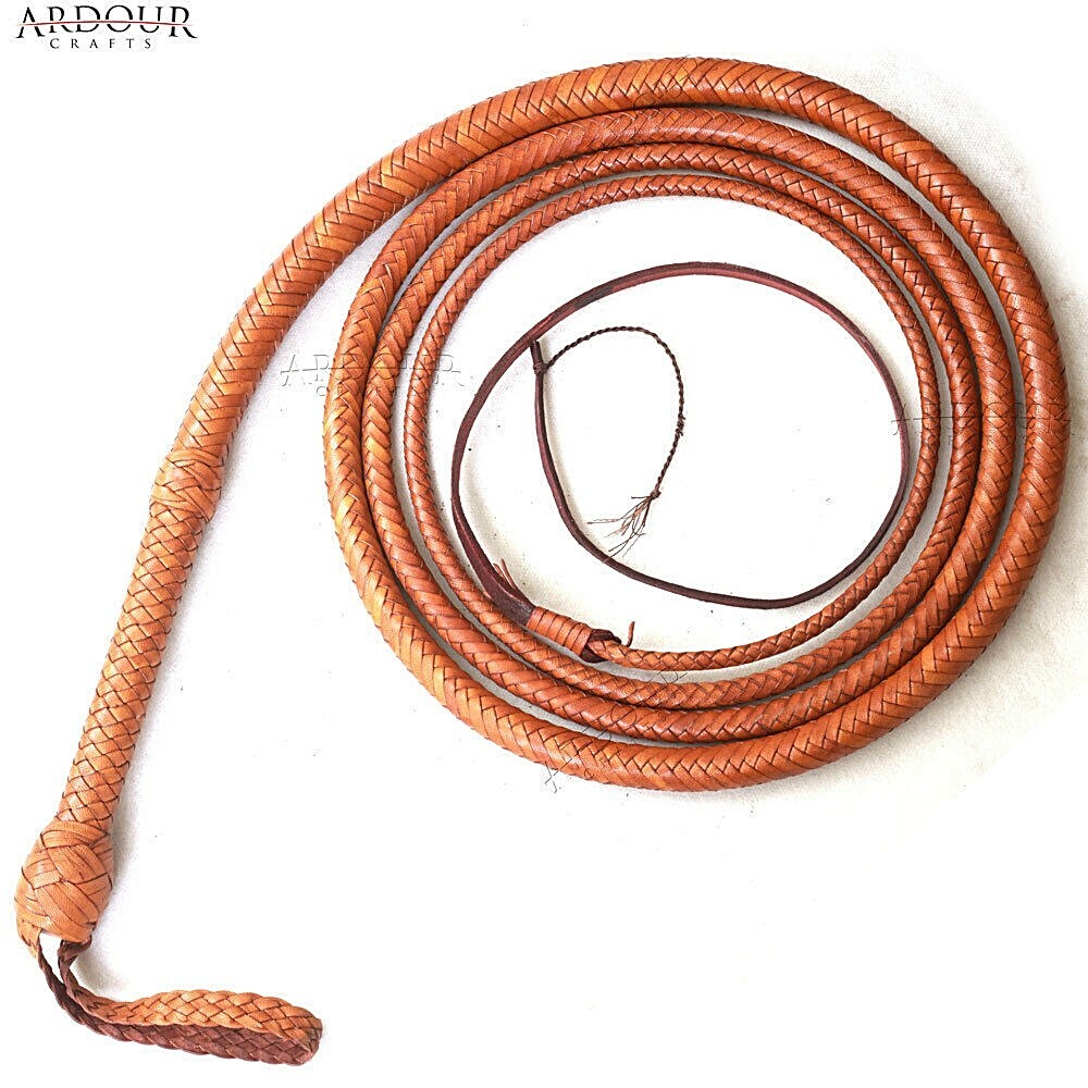 Kangaroo Leather Hide Bullwhip 04 to 16 Feet,16 Plaits Indiana Jones Bull Whip