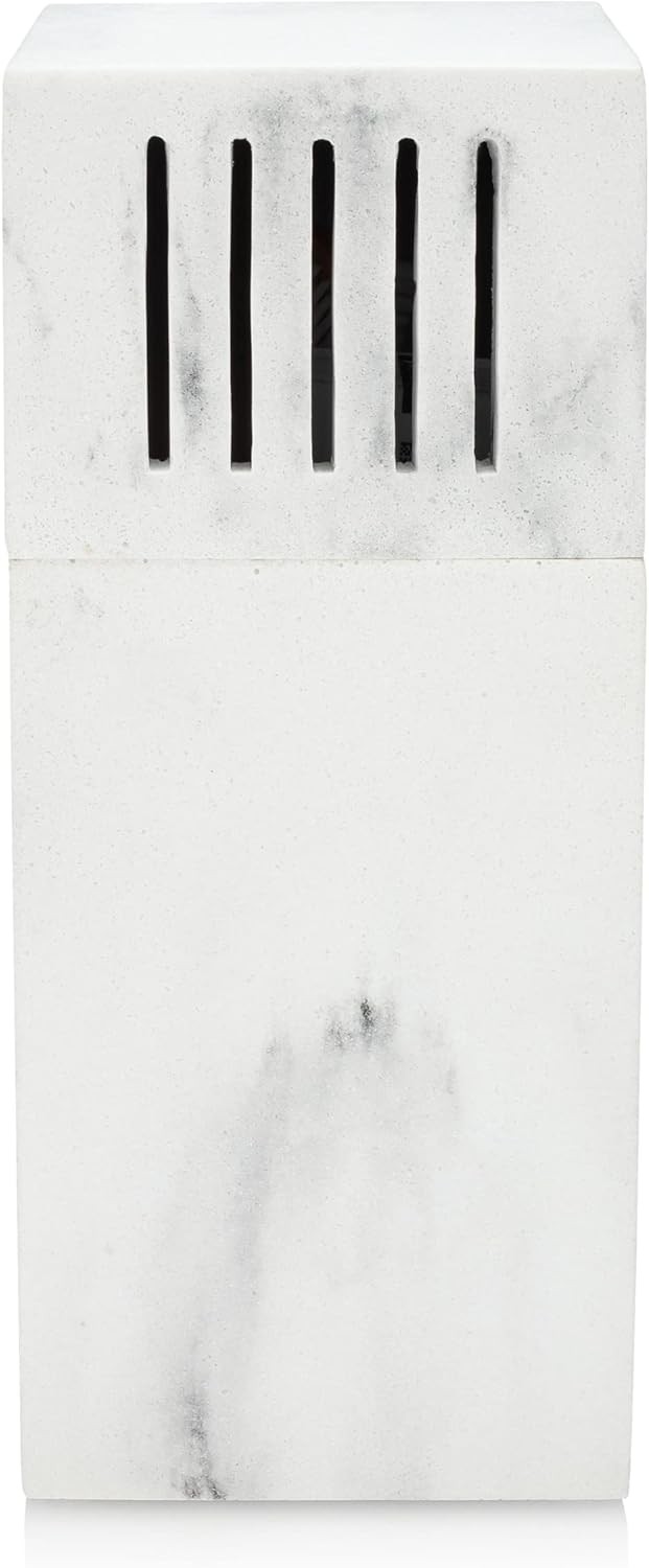 Essentra Home Toothbrush Holder with Lid, Elegant White Marble Bathroom Toothbru