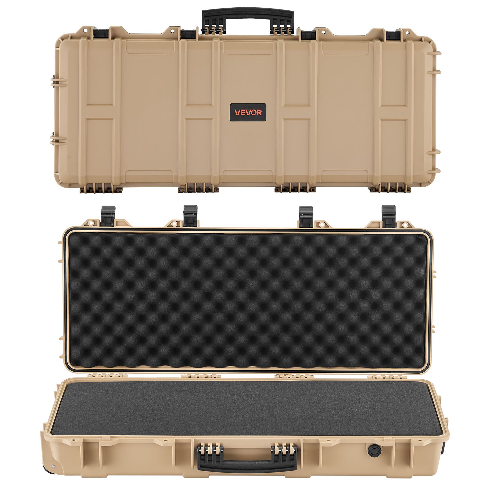 VEVOR Hard Rifle Case IP67 Waterproof Rifle Storage Case with Pre-cut Foam Khaki