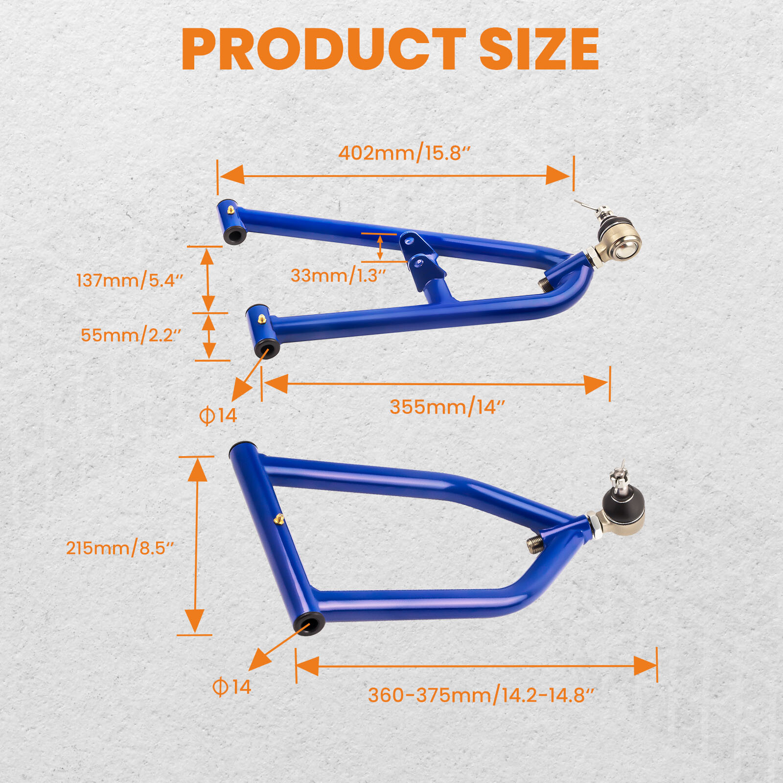 Adjustable Extended Front A-Arm +2 +1 in. for Yamaha Banshee 350 YFZ350 91-06