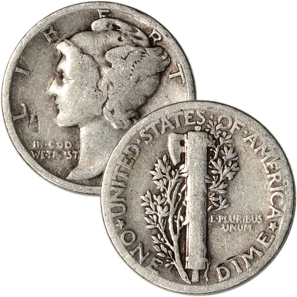 90% Silver Mercury Dimes - Roll of 50 - $5 Face Value