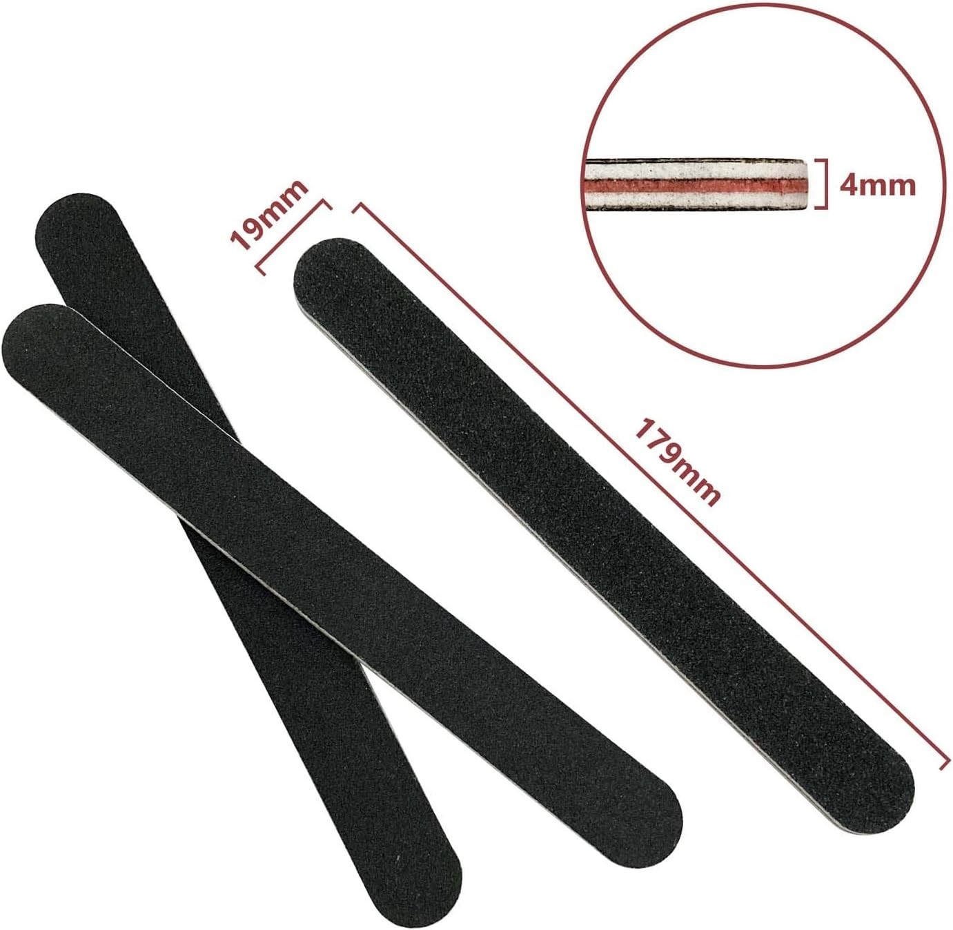 20 Pack 100/180 Grit Nail Files Black Professional Emery Boards Nail