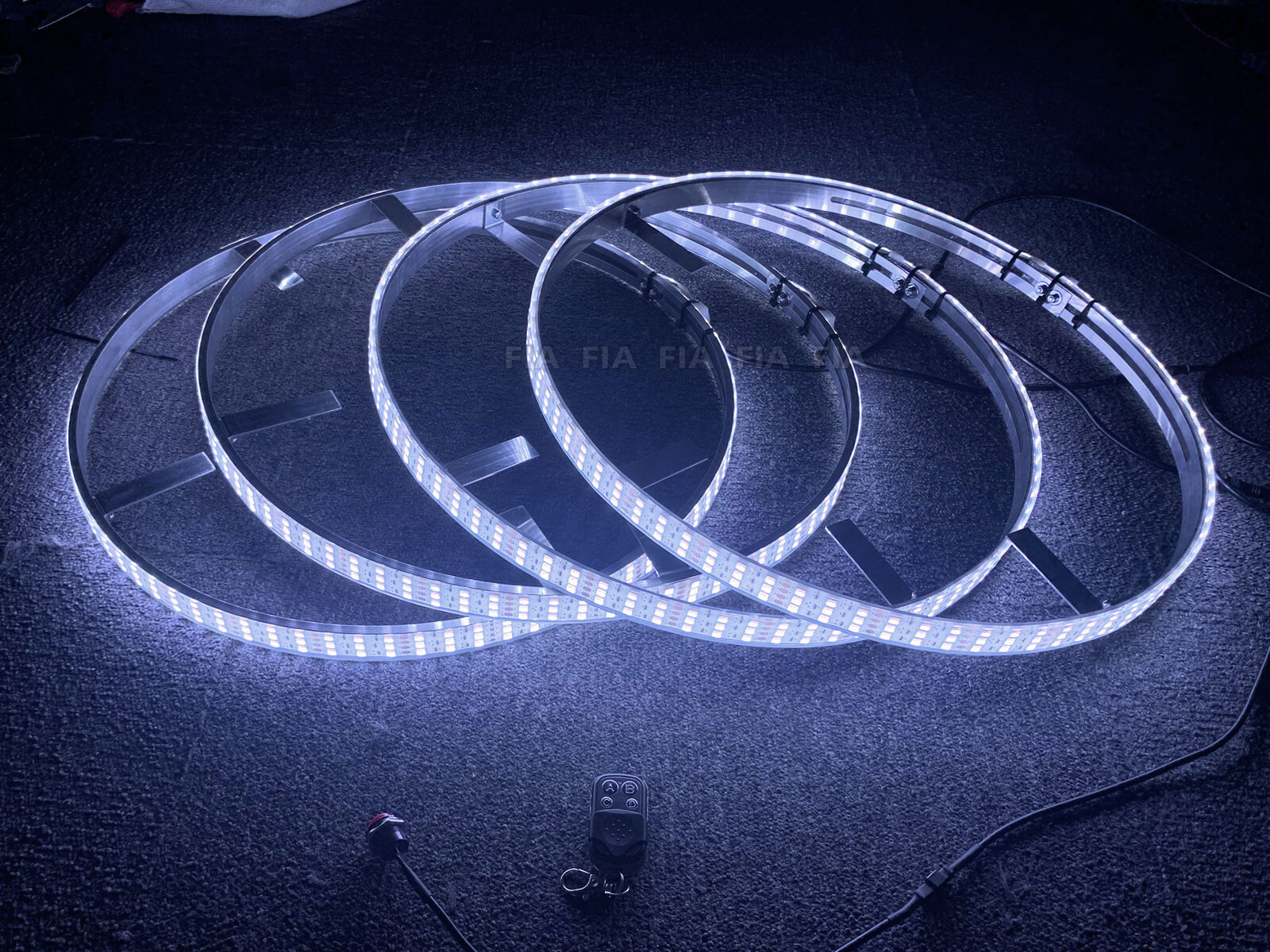 17.5'' Strobe White Yellow Triple Row LED Truck Wheel Ring Lights Button Control