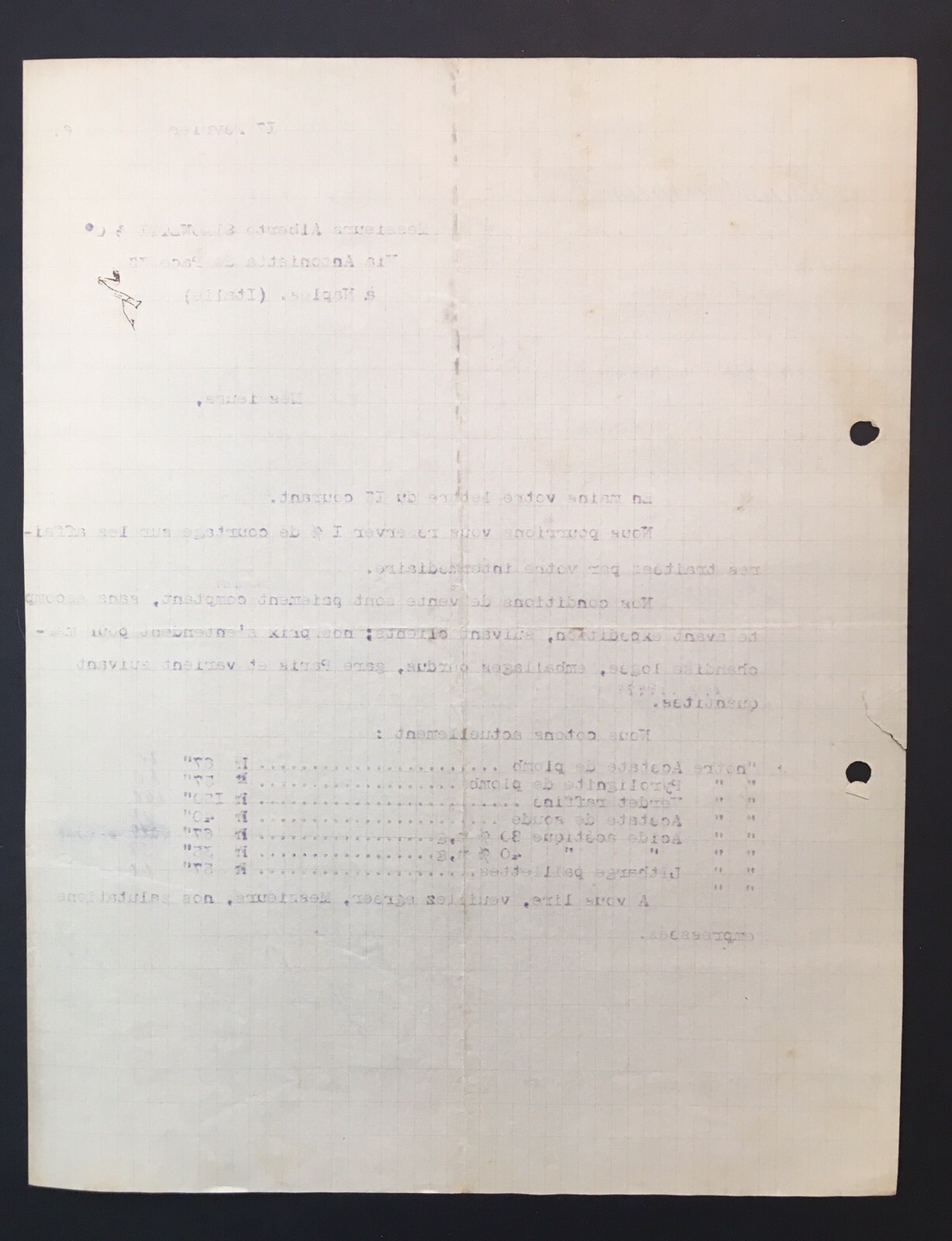 1906 Pages Camus & Cie Letterhead / Letter in French Regards to Chemical Order