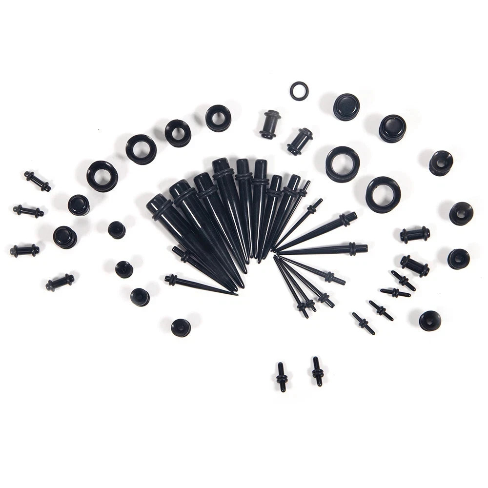 50pcs Ear Stretching Kit 14G-00G Taper Ear Gauges Plugs Tunnels Expander Set