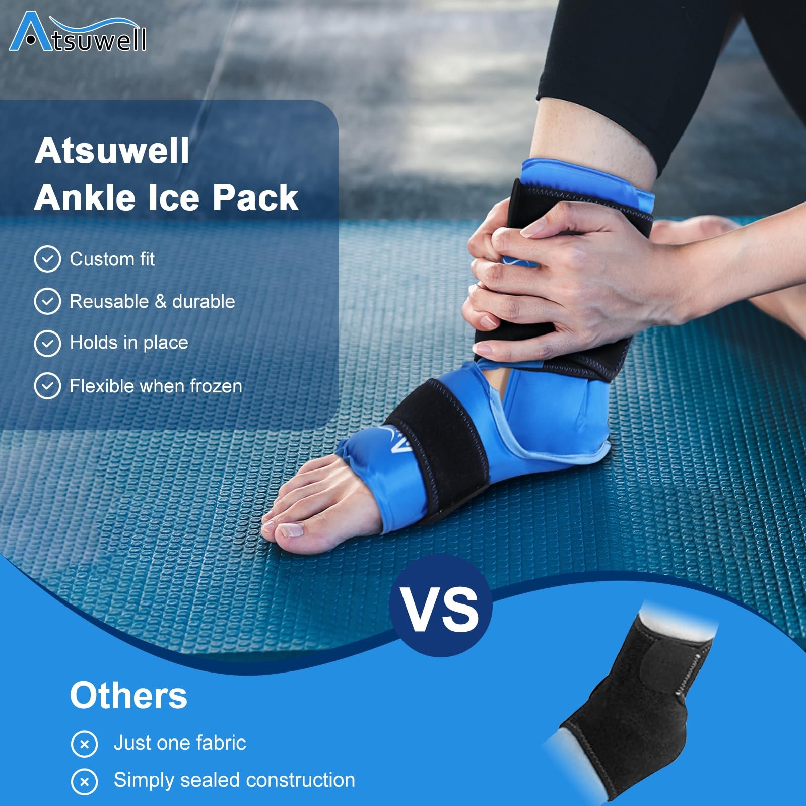 Reusable Ankle Ice Pack Wrap Blue 1 Pcs for Cold Therapy