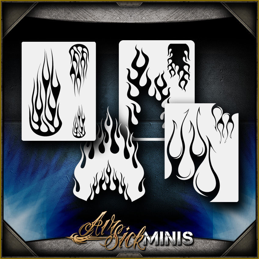 Mini Flame Set 1 Airbrush Stencil Template Airsick