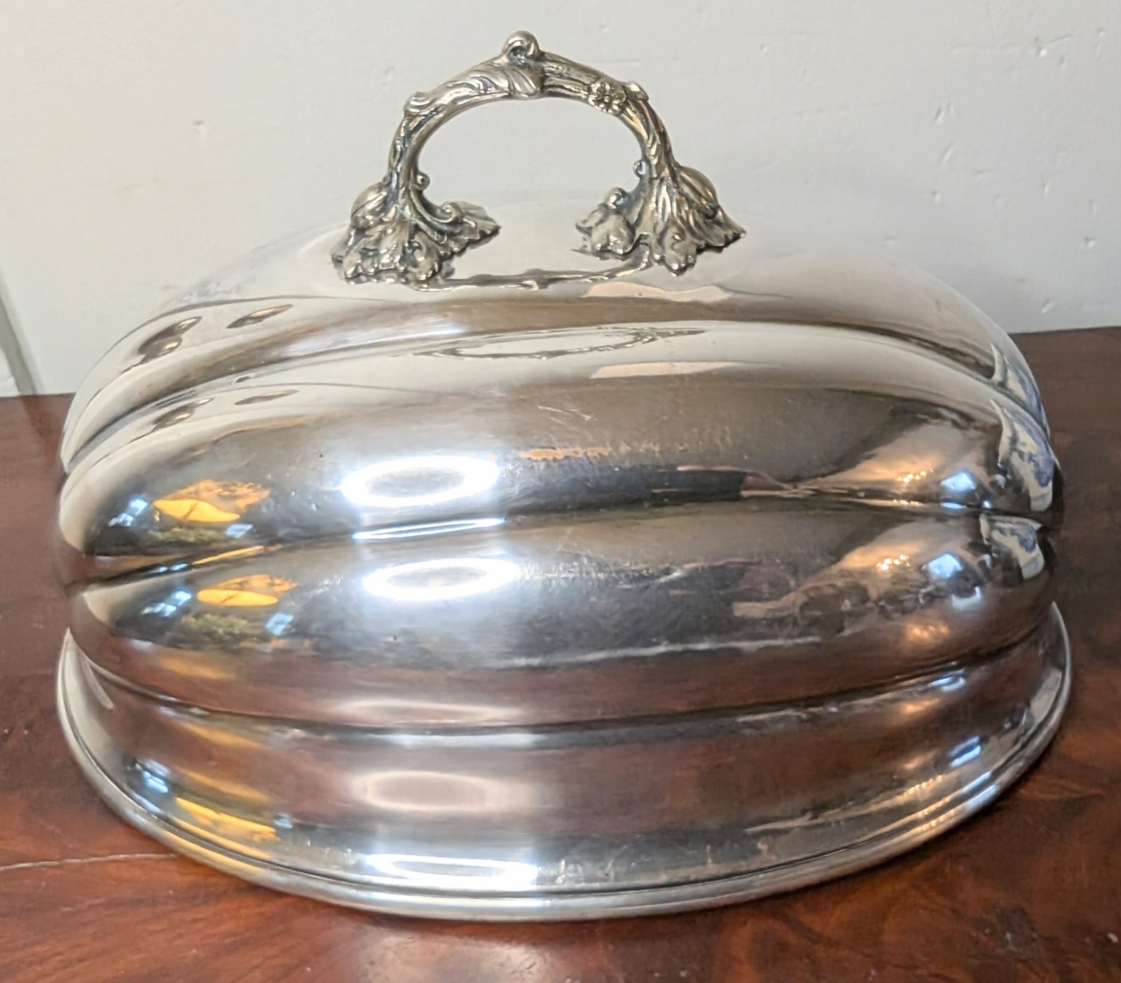 Scarce 1840s Sheffield Plate Meat Dome w/ Engraved Eagle Crest ~Registered 1848~