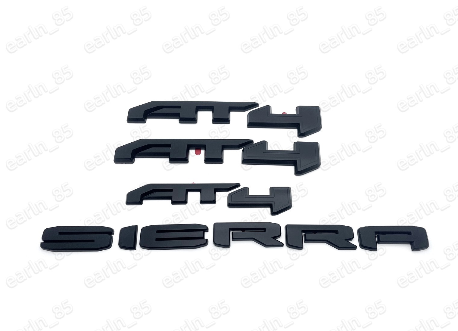 2019-2025 GMC Sierra Front & Rear and AT4 OVERLAY Emblems kit Matte BLACK