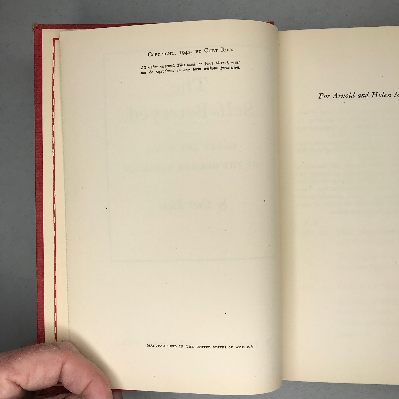 The Self-Betrayed 1942 Curt Riess HC Putnam WWII Europe History VG