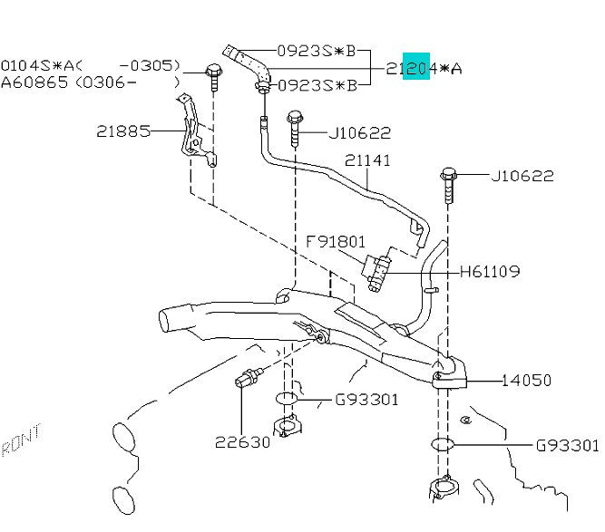 Genuine SUBARU WRX Forester XT Sti Water Pipe Hose to Tank 21204AA691 OEM Turbo