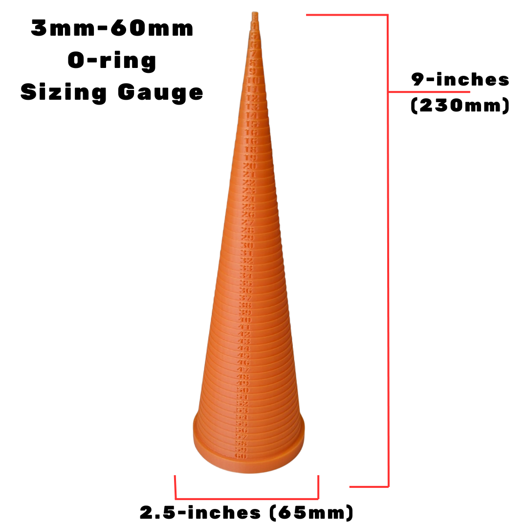 Orange O-Ring Gauge Sizing Cone Measuring Tool 3mm-60mm Chart Lifetime Warranty