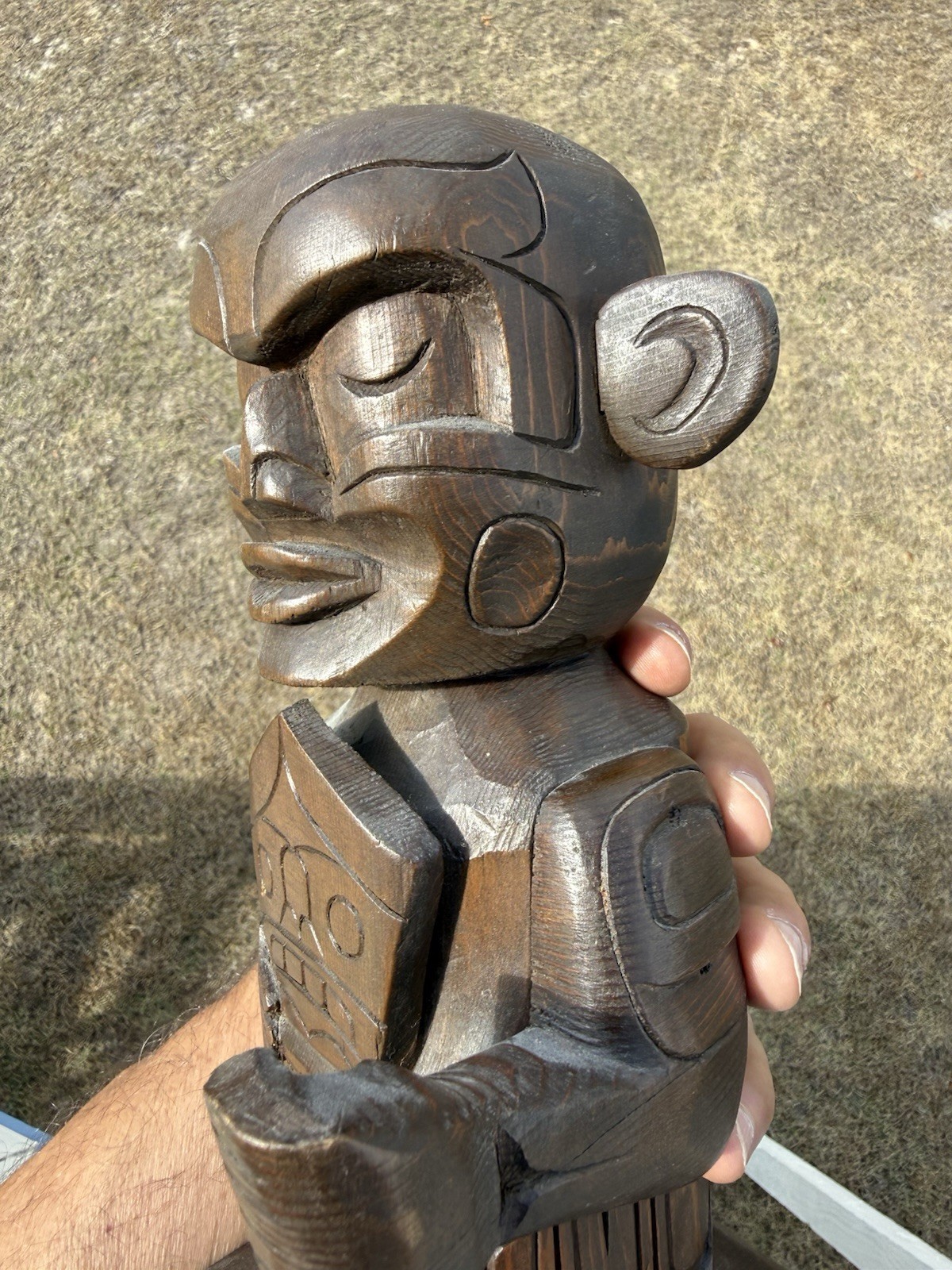 Northwest Coast Carved Cedar Statue by the Late Master Carver Godfrey Hunt